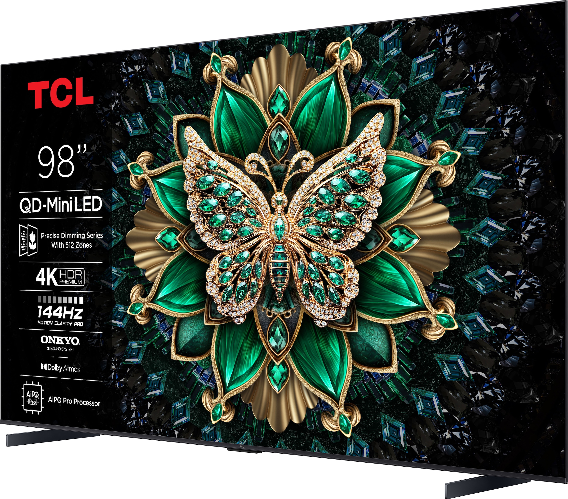 TCL QLED Mini LED-Fernseher »98Q6CX7«, 4K Ultra HD, Smart-TV-Google TV, 144 Hz, 4K HDR Premium, Smart TV, Apple TV, Multi-HDR und Dolby Vision