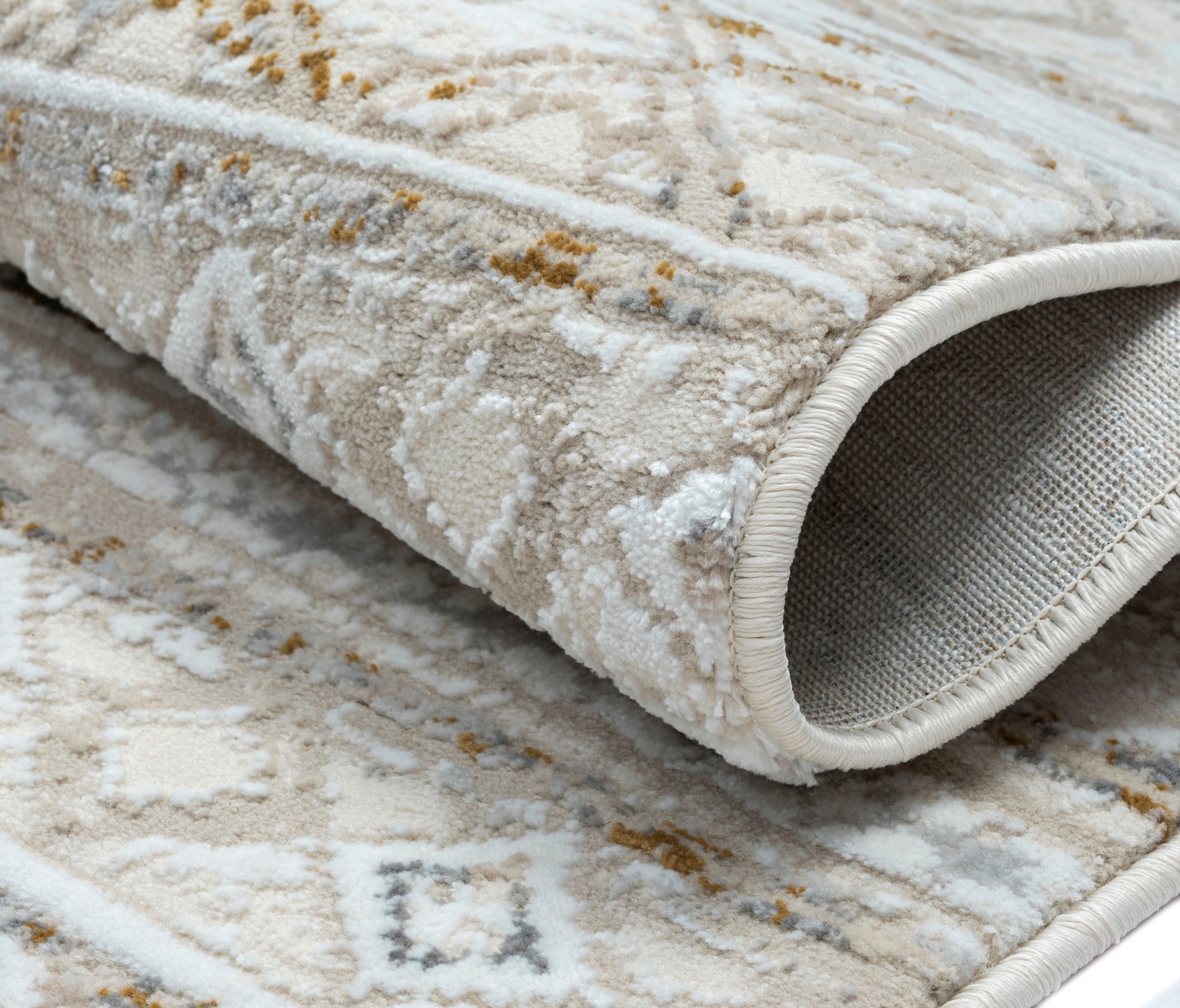 Myflair Möbel & Accessoires Teppich »My Nomady Lagerräumung«, rechteckig, 10 mm Höhe, Kurzflor, Scandi-Design, besonders weich durch Microfaser, mit Fransen