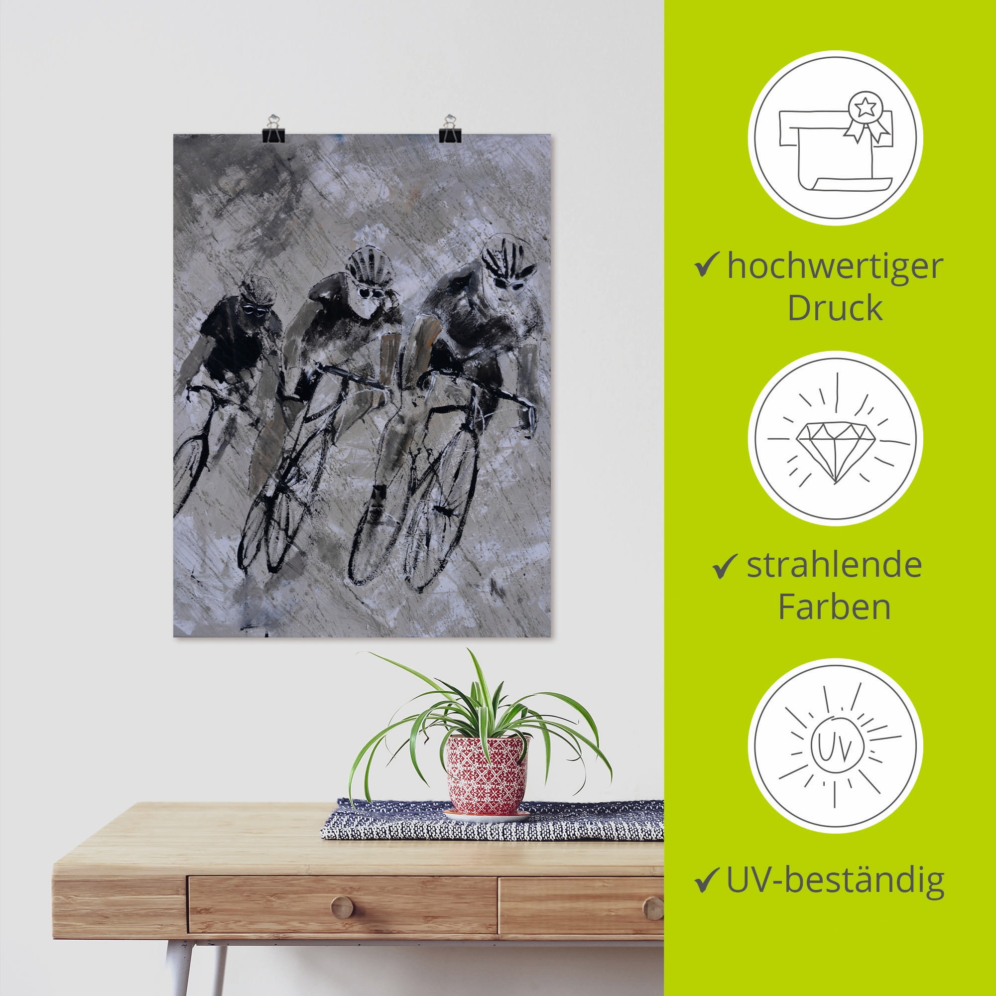 Artland Wandbild »Fahrrad fahren im Regen«, Fahrräder, (1 St.), als Alubild, Outdoorbild, Leinwandbild, Poster in verschied. Größen