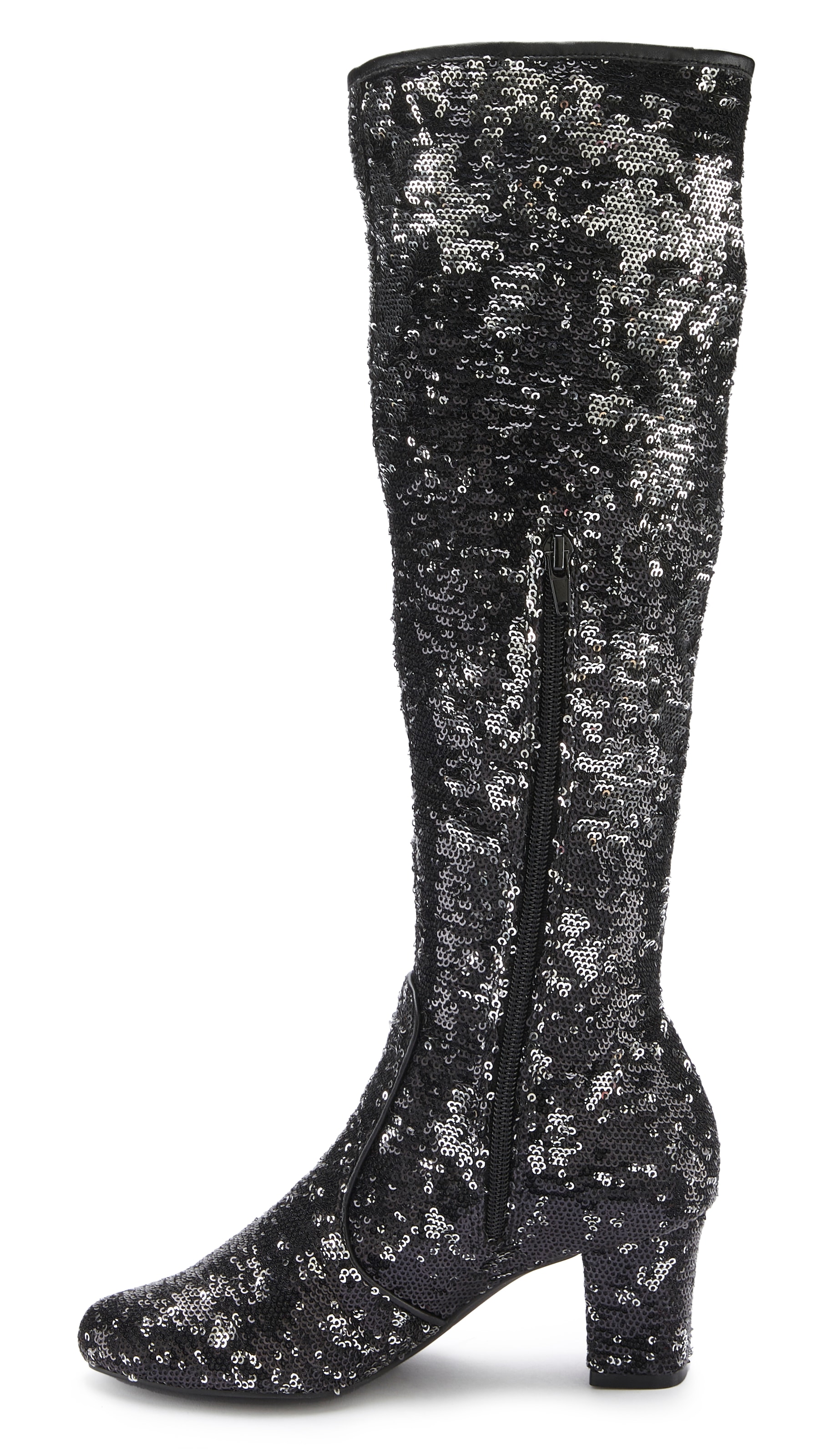 LASCANA Belle Affaire Stiefel »Paillettenverzierter Langschaftstiefel,«, Langer Stiefel, Stiefelette, Blockabsatz