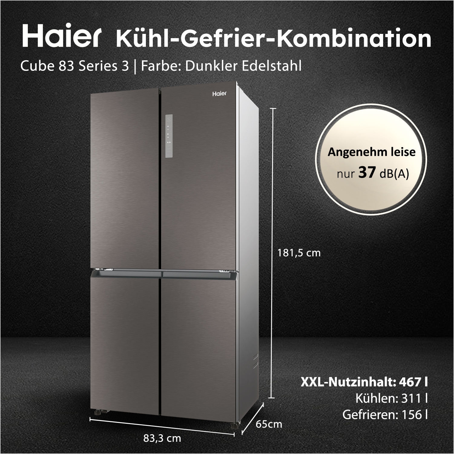 Haier Kühl-/Gefrierkombination »HCR3818ENMD« 181,5 cm hoch 83,3 cm breit Total No Frost: Nie wieder abtauen