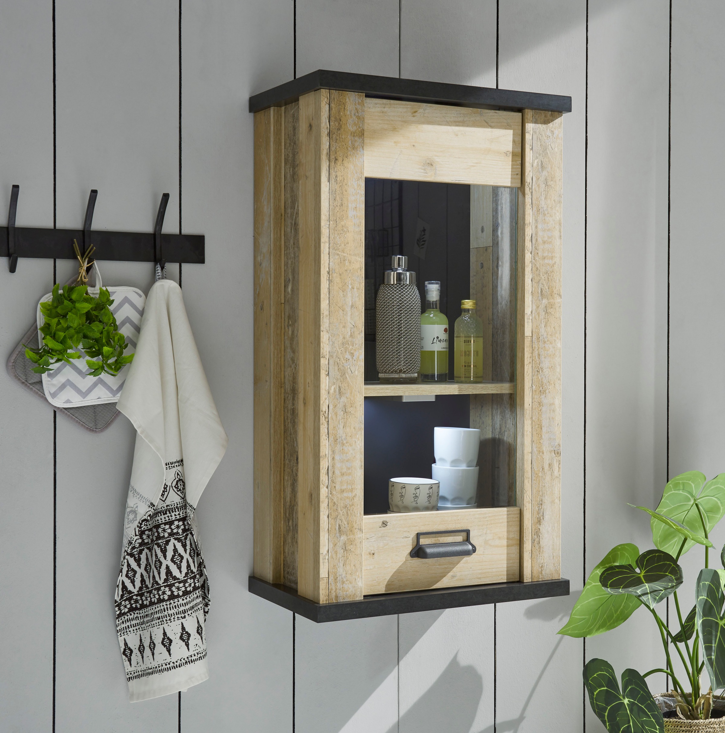 Home affaire Hängeschrank Sherwood mit Apothekergriff aus Metall, Höhe 90 c günstig online kaufen