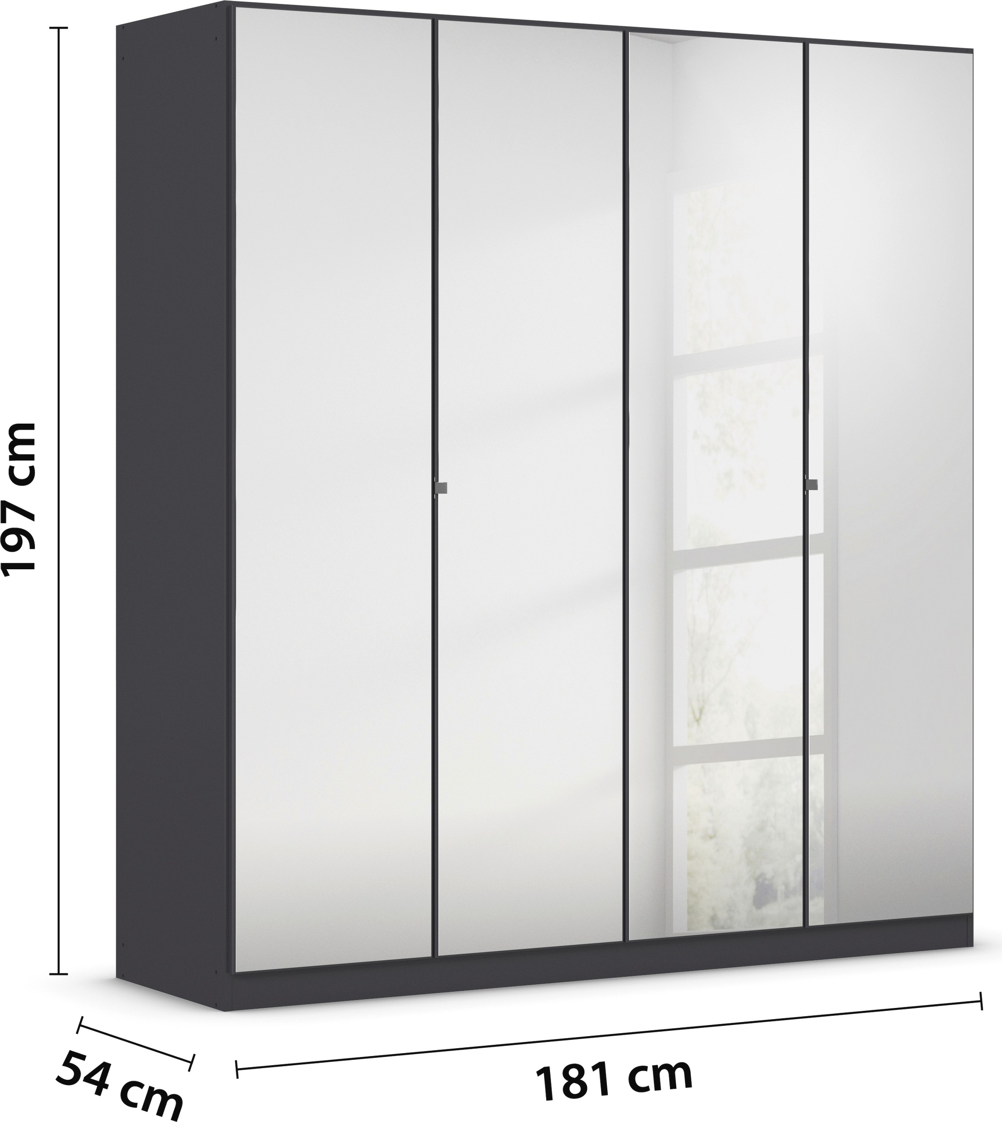 rauch Drehtürenschrank »Reflect«, mit Spiegelfront, inkl. praktischer Inneneinteilung