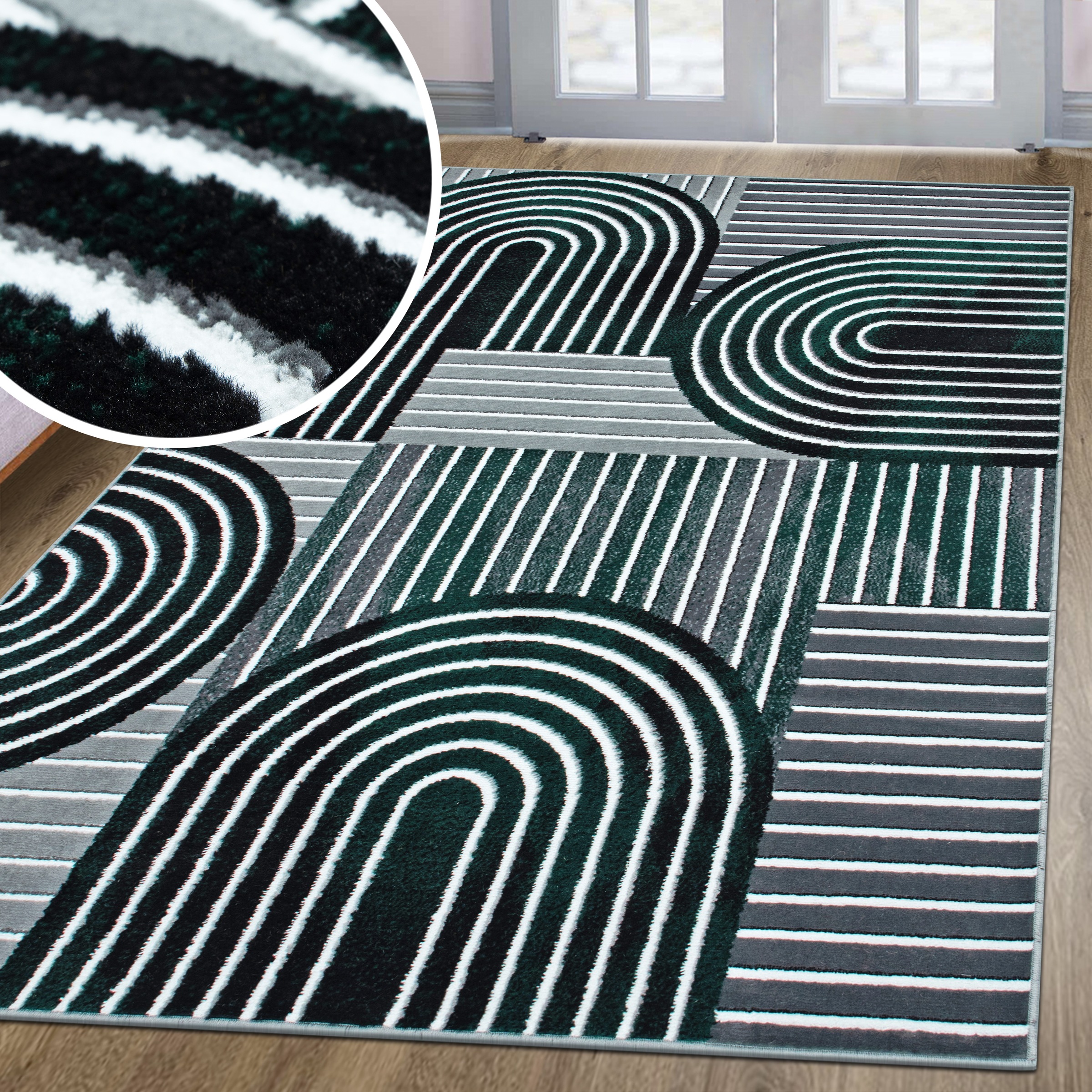 OTTO home Teppich »Lysandra« rechteckig 8 mm Höhe 3D-Effekt, softer Kurzflor, pflegeleicht, leichter Glanz, Scandi-Look