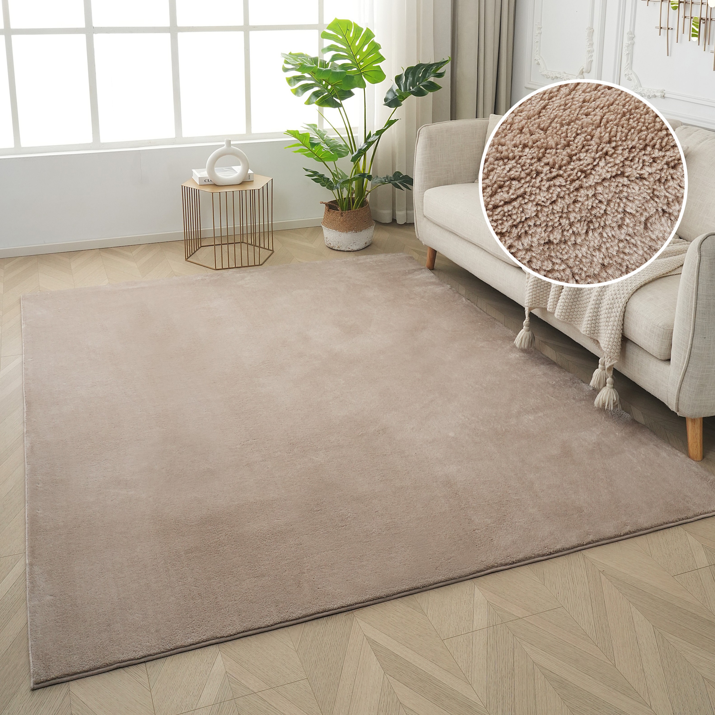 my home Teppich »Cali, weich, modern, waschbar« rechteckig 16 mm Höhe Uni-F günstig online kaufen
