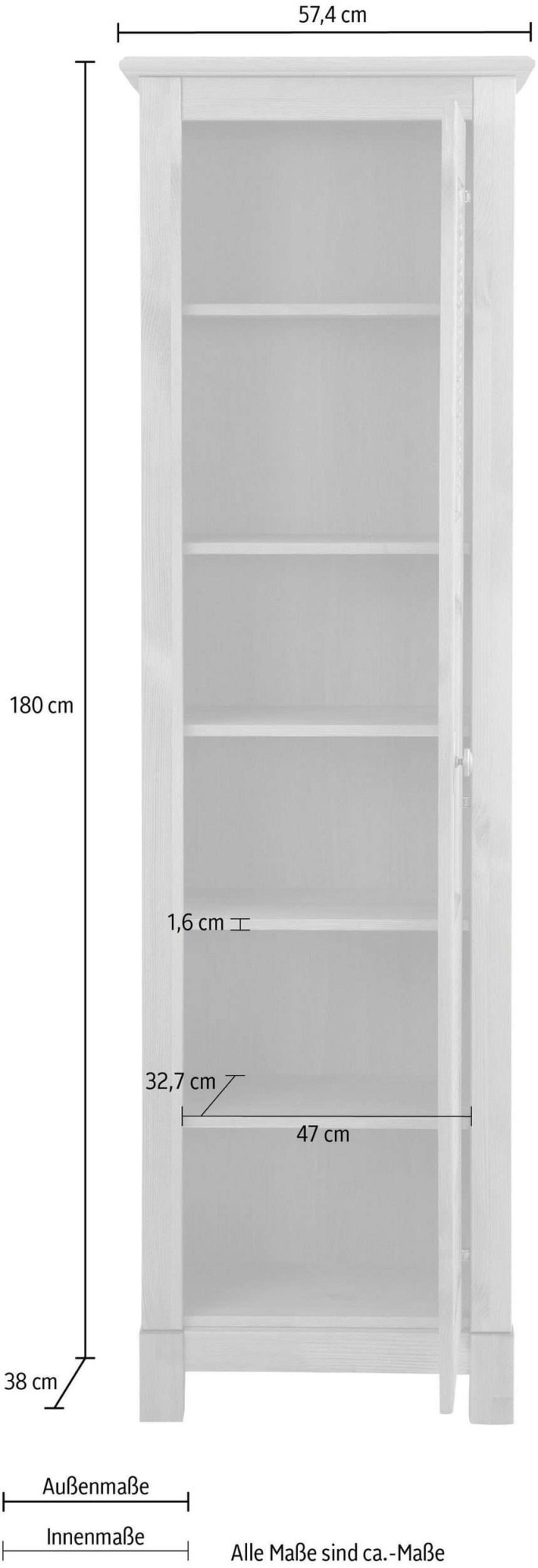 OTTO home Vitrine »Rauna Vitrinenschrank, Stauraumchrank« Höhe 180 cm, aus massiver Kiefer, FSC®-zertifiziert