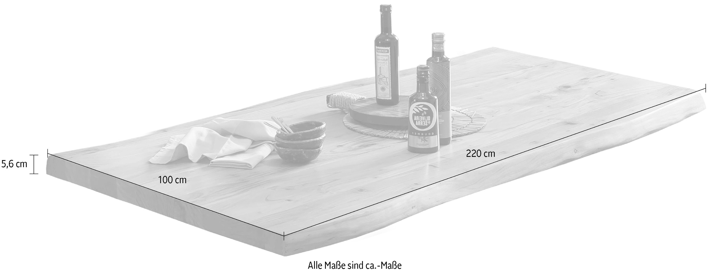 SIT Tischplatte, mit Baumkante wie gewachsen