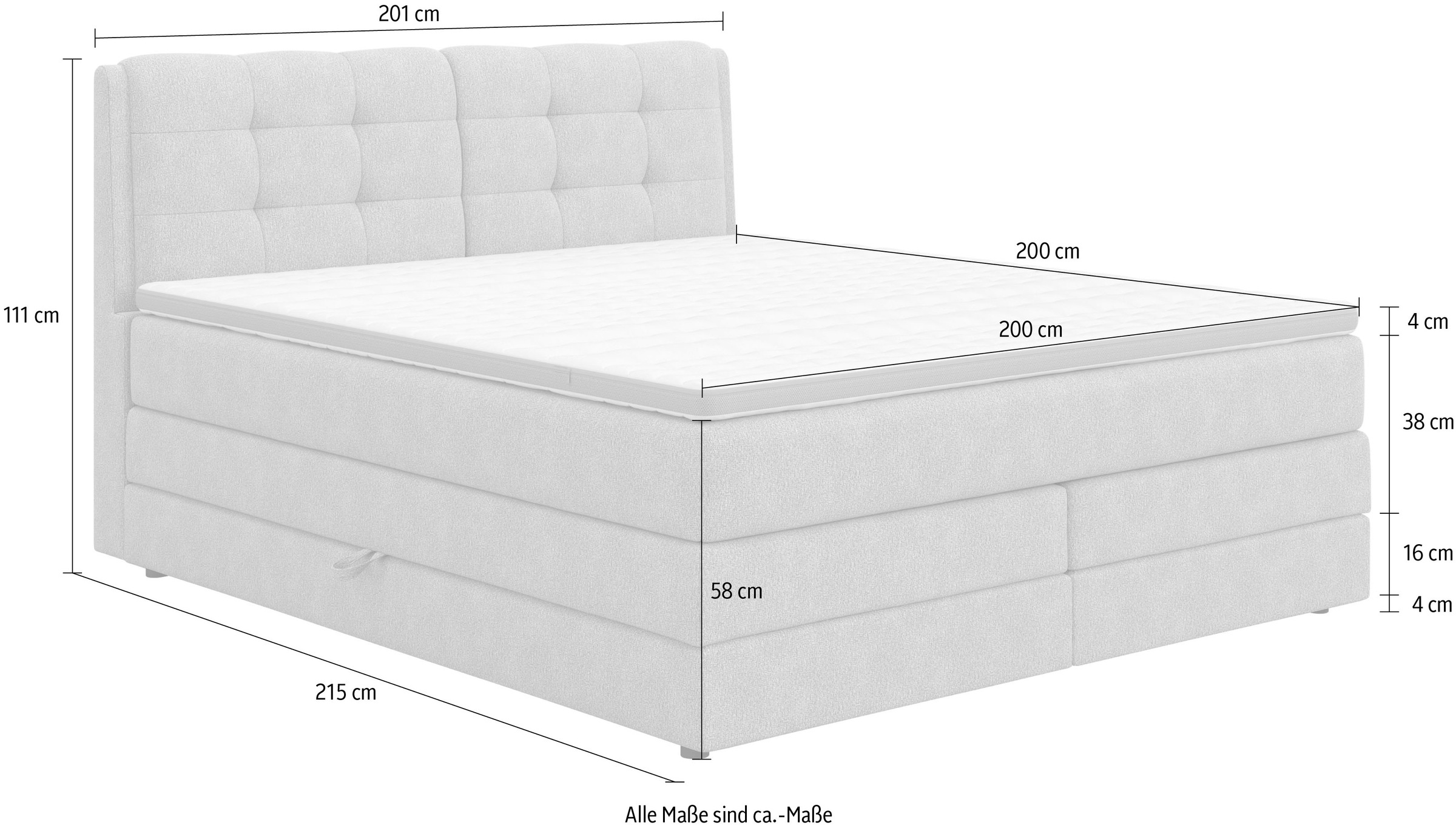 COTTA Boxspringbett »Fort II, in verschiedenen Breiten erhältlich - auch als Familienbett!« inkl. Bettkasten und Topper