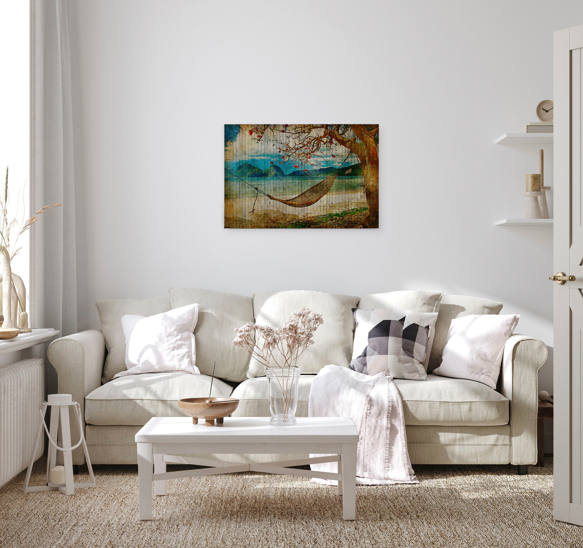 A.S. Création Leinwandbild »tahiti«, Kunst-Strand-Meer, (1 St.), Keilrahmen Bild Insel Leinwand-Bild Wohnzimmer modern Wandbild Kinder