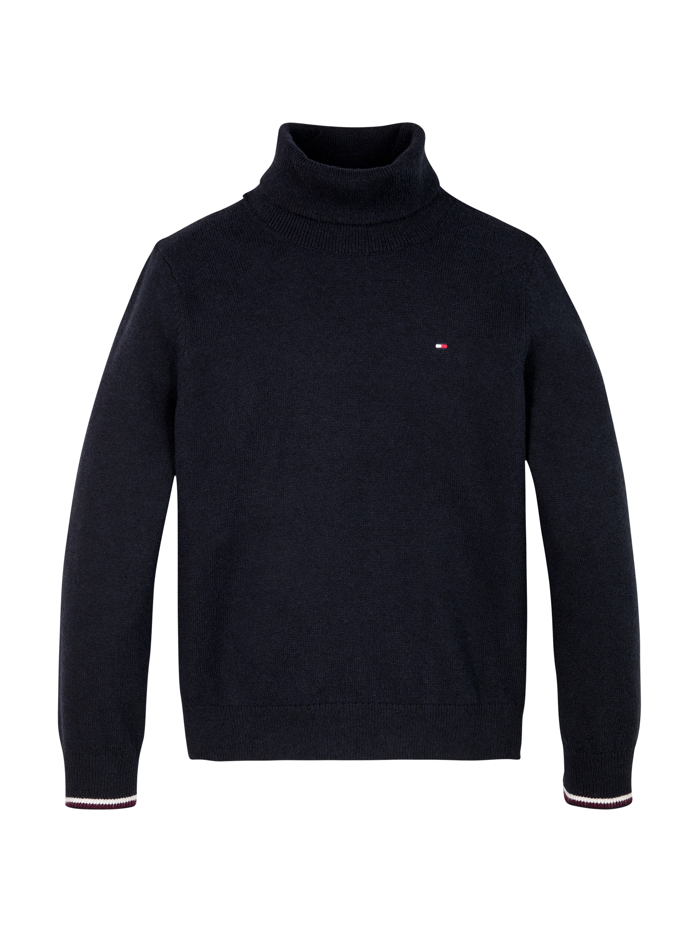 Tommy Hilfiger Strickpullover »ESSENTIAL REG TURTLENECK SWEATER«, mit Kontrast-Streifen, Logostickerei