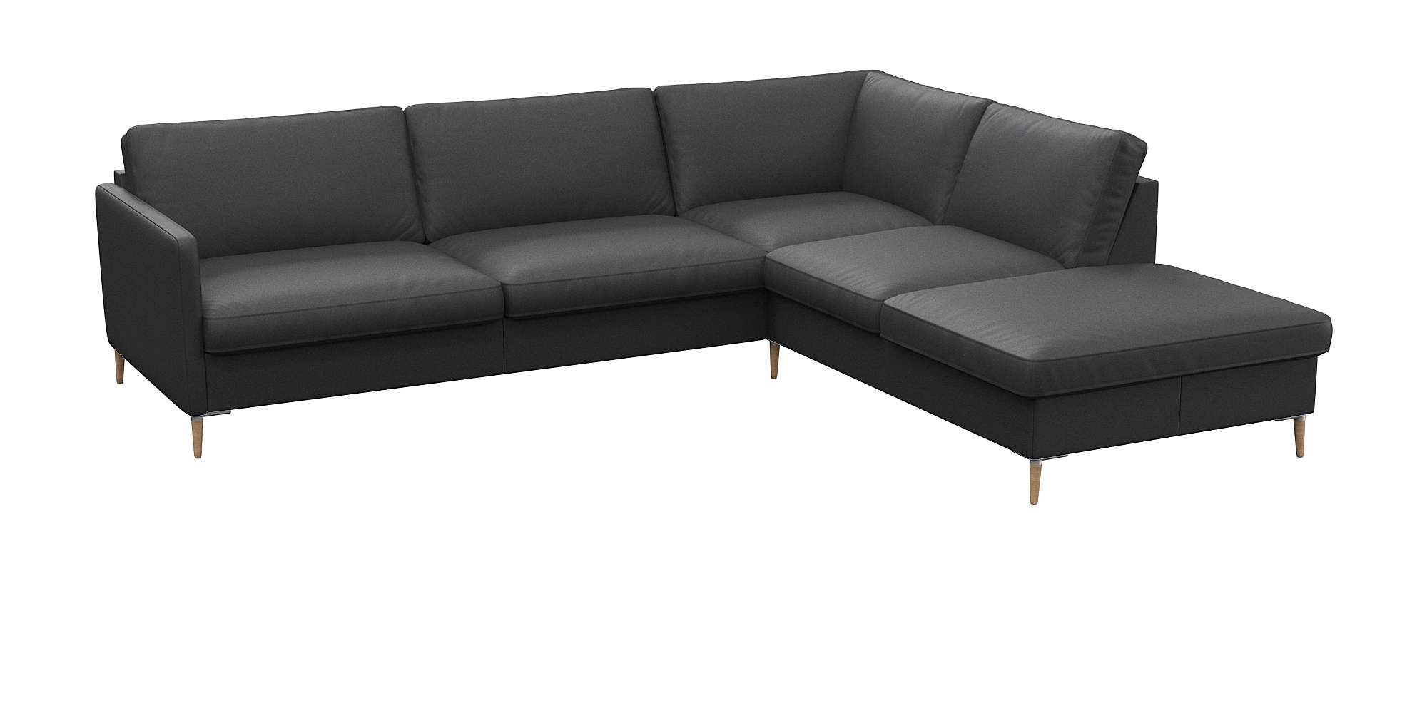 FLEXLUX Ecksofa »Fiore, super Sitzkomfort durch Kaltschaum im Sitz, L-Form«, schmale Armlehnen, Füße Alu+ Eiche