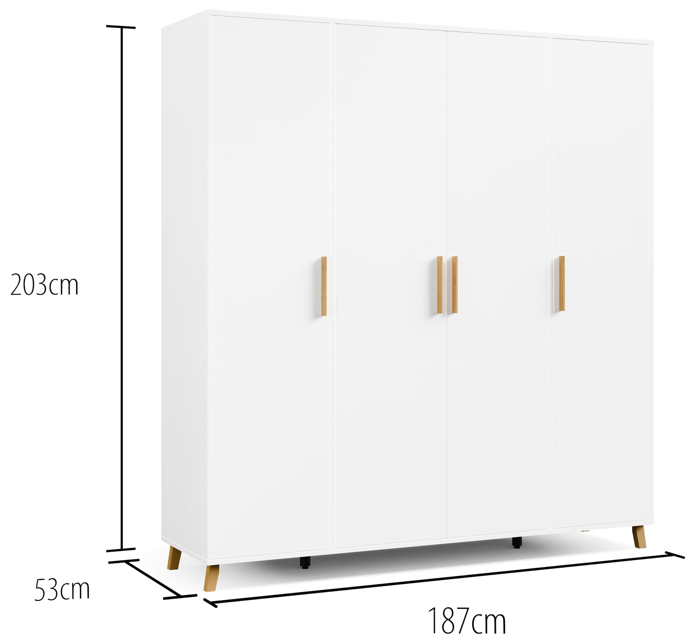 rauch Drehtürenschrank »Kleiderschrank Schrank Garderobe Wäscheschrank SHINJO«, (in 3 verschiedenen Ausstattungen BASIC/CLASSIC/PREMIUM), Griffe und Füße aus Massivholz, viel Stauraum MADE IN GERMANY
