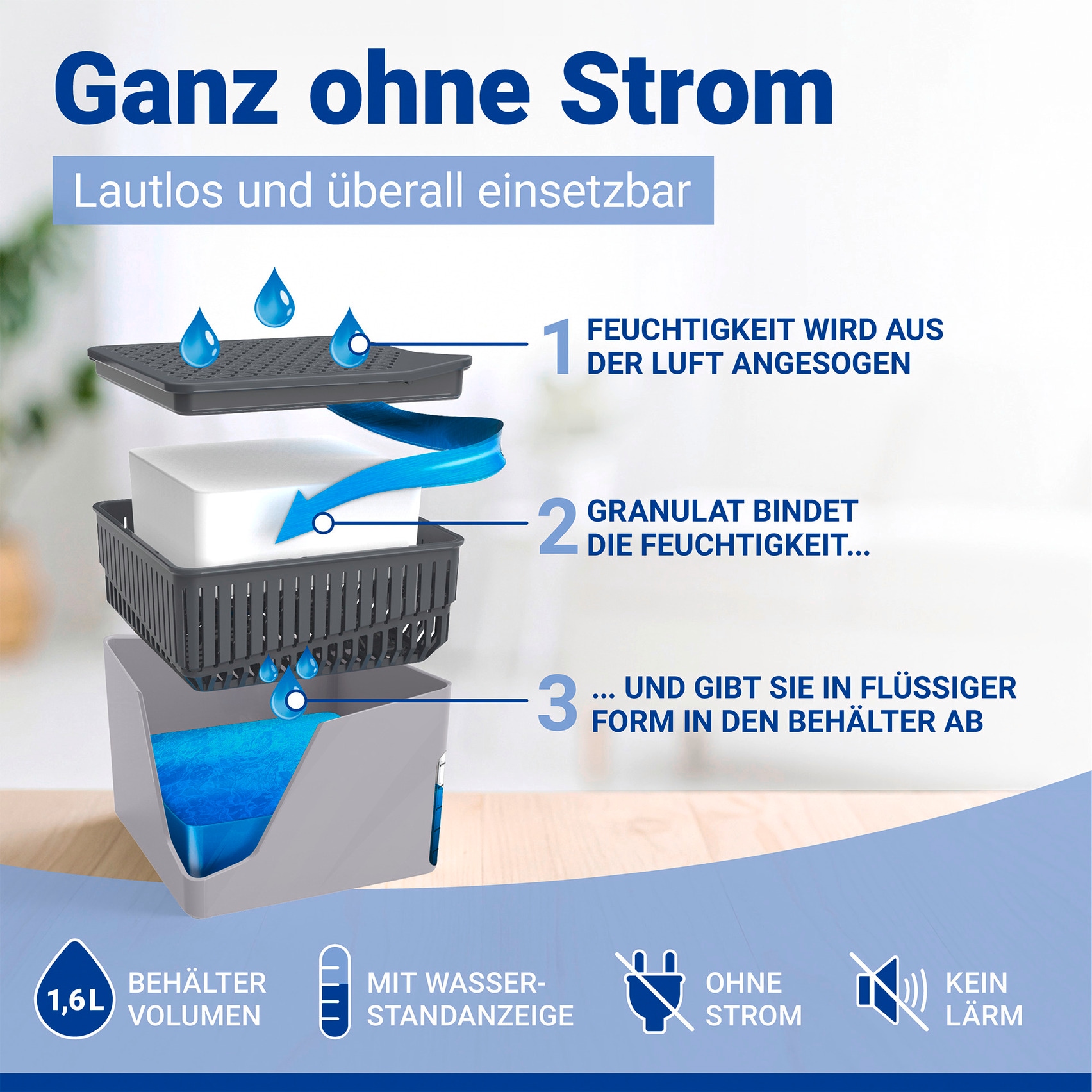 WENKO Luftentfeuchter »Cube« für 80 m³ Räume 1000 g