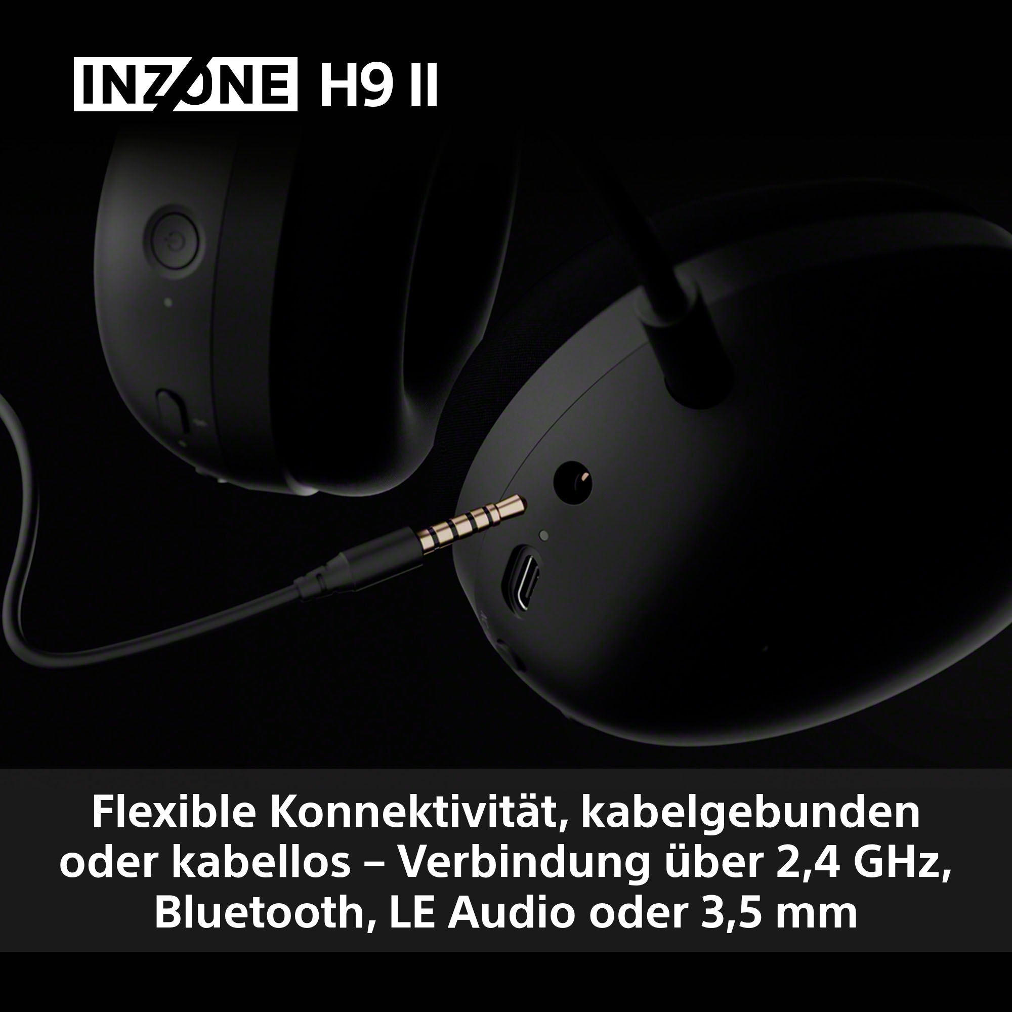 Sony Gaming-Headset »INZONE H9 II«, A2DP Bluetooth-AVRCP Bluetooth-Bluetooth-HFP-HSP, Adaptive Noise-Cancelling-Freisprechfunktion-Mikrofon abnehmbar-Rauschunterdrückung-Stummschaltung-Transparenzmodus