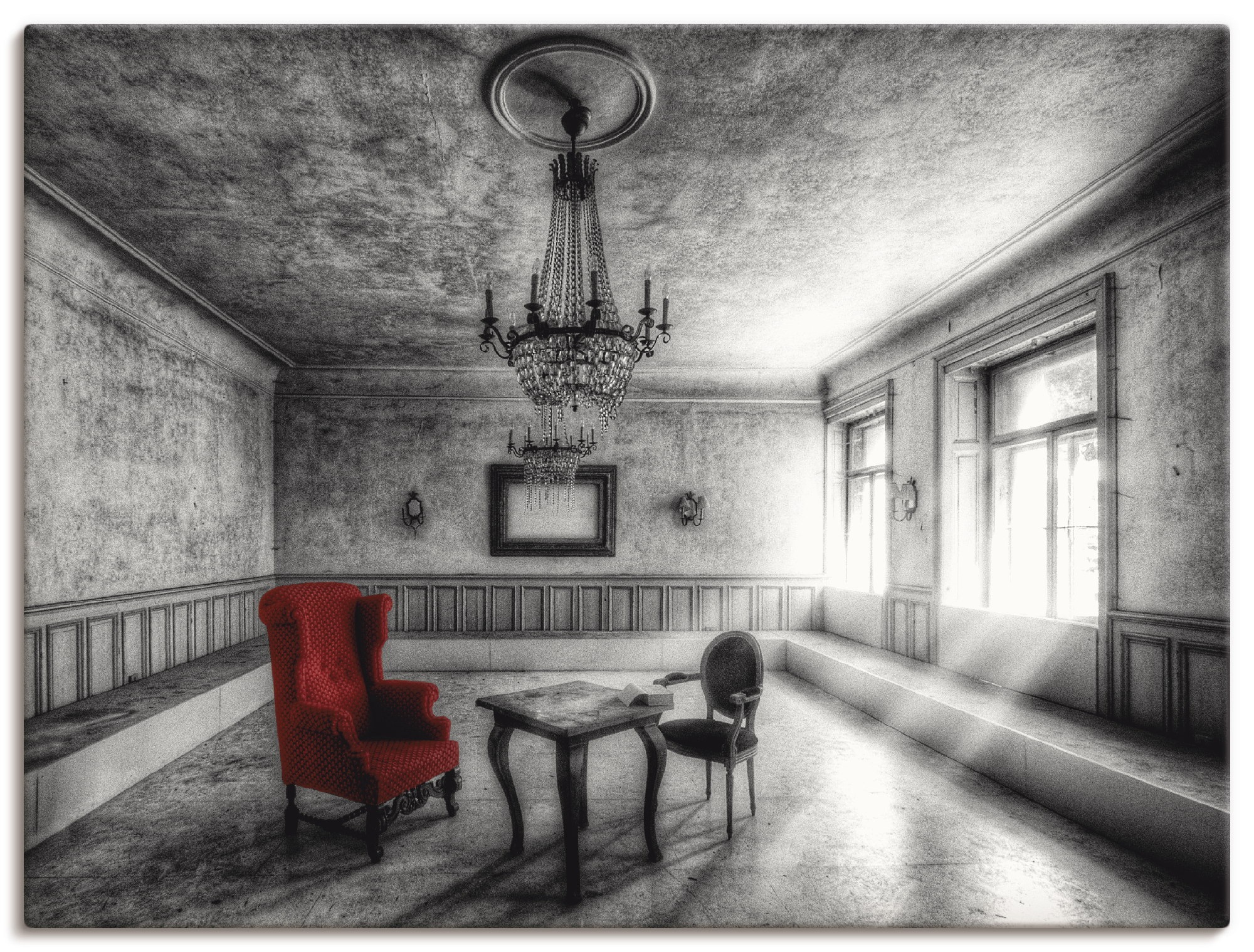 Artland Wandbild "Lost Place - Roter Sessel", Architektonische Elemente, (1 günstig online kaufen