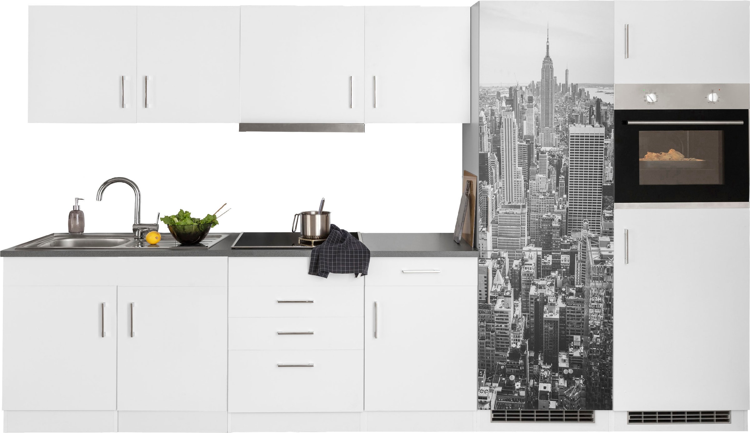 KOCHSTATION Küchenzeile »KS-Paris« Breite 330 cm, mit großer Kühl-Gefrierko günstig online kaufen