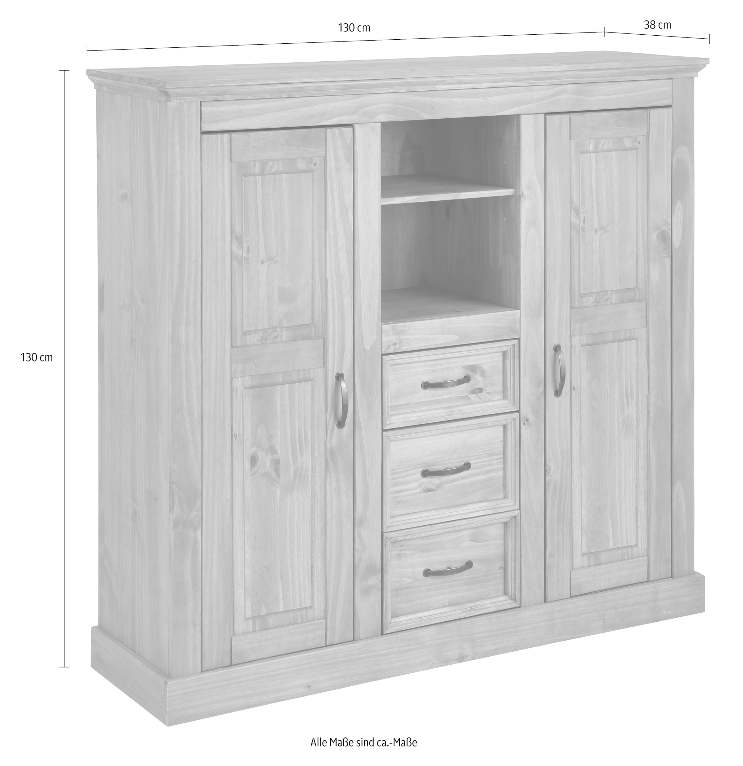 Home affaire Highboard »Selma«, Stauraumschrank, Breite 130 cm