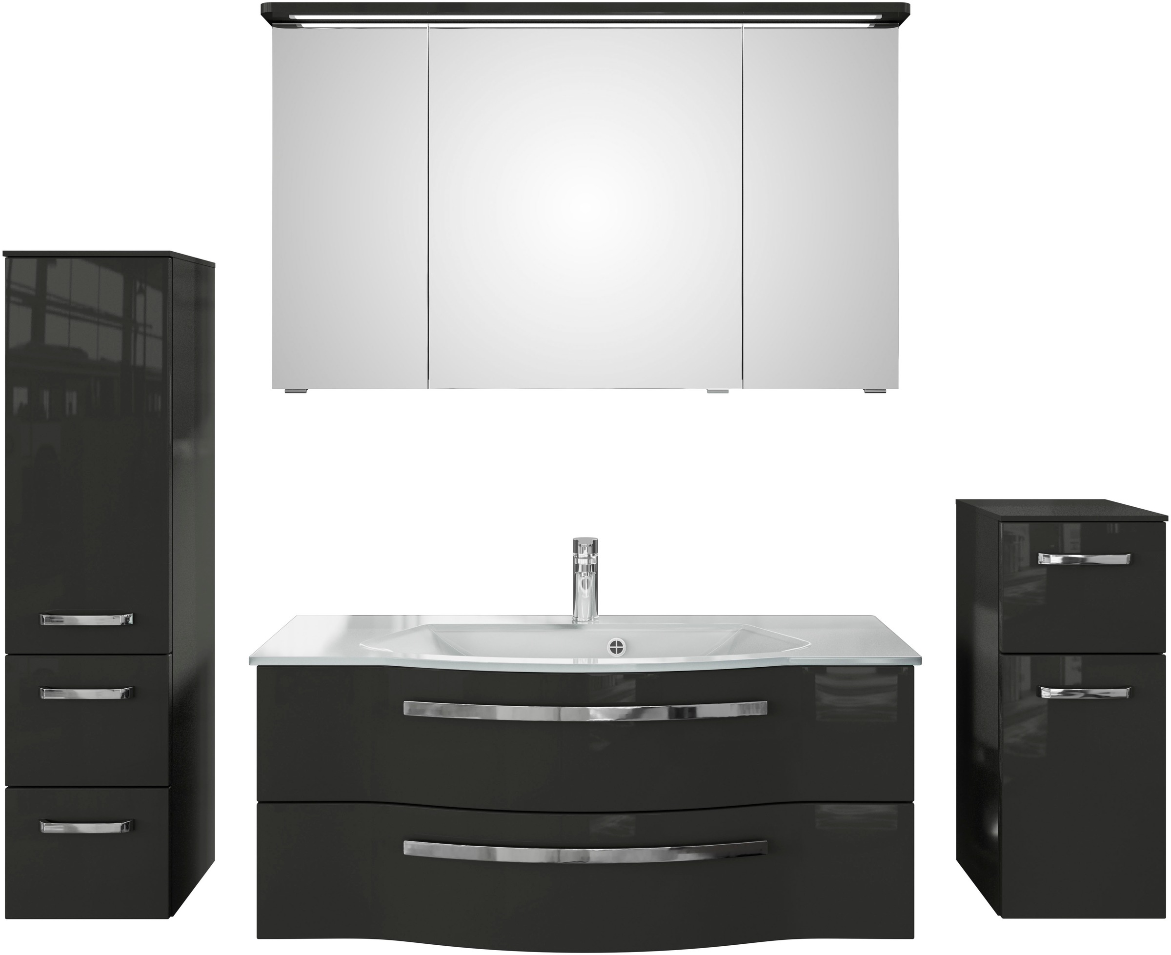 Saphir Badmöbel-Set »Serie 4005, vormontiert, Glaswaschbecken, Spiegelschra günstig online kaufen