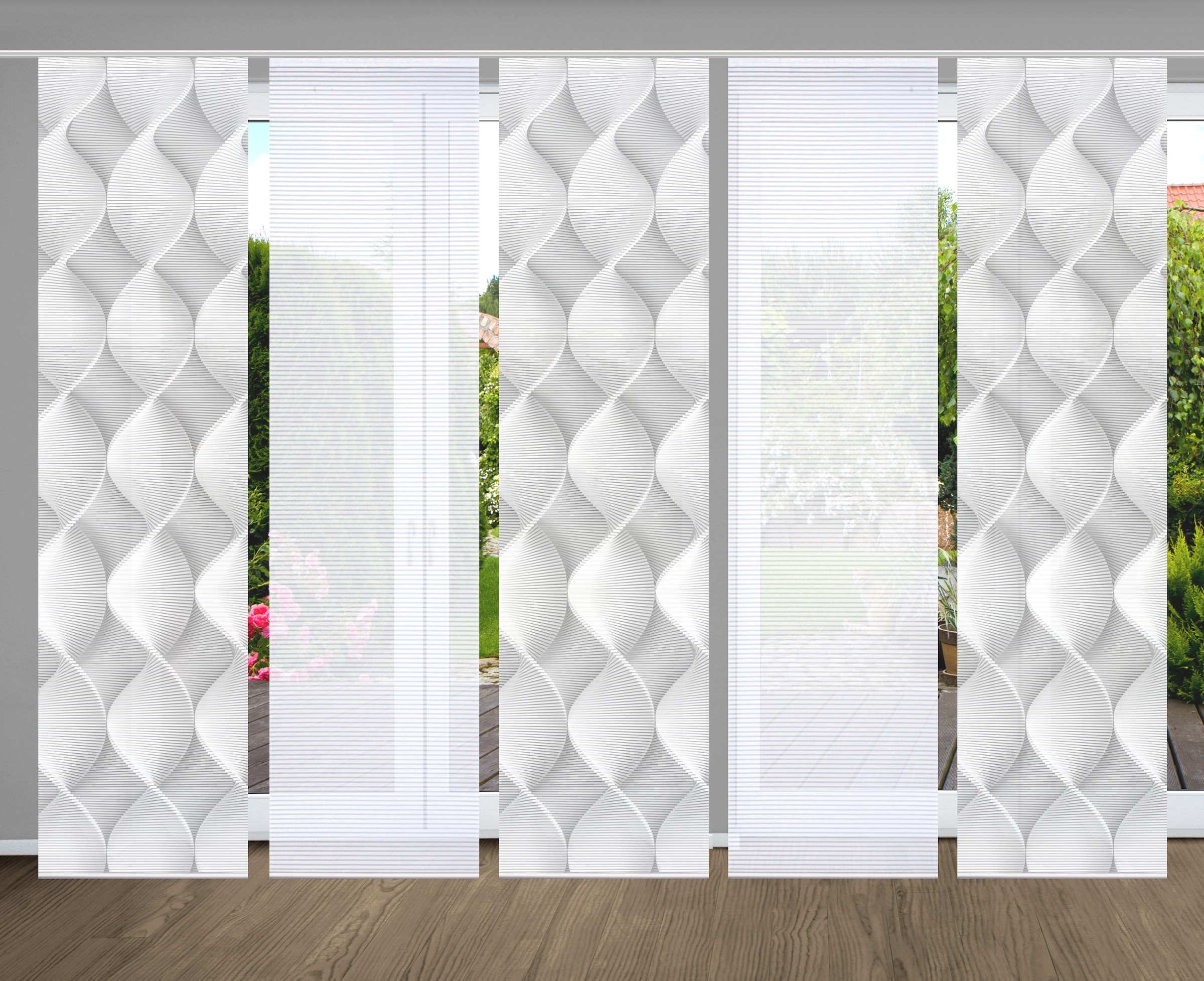 HOME in green Schiebegardine »LAMIRA« Paneelwagen 5 Stk. tlg. SET DIGITALDR günstig online kaufen