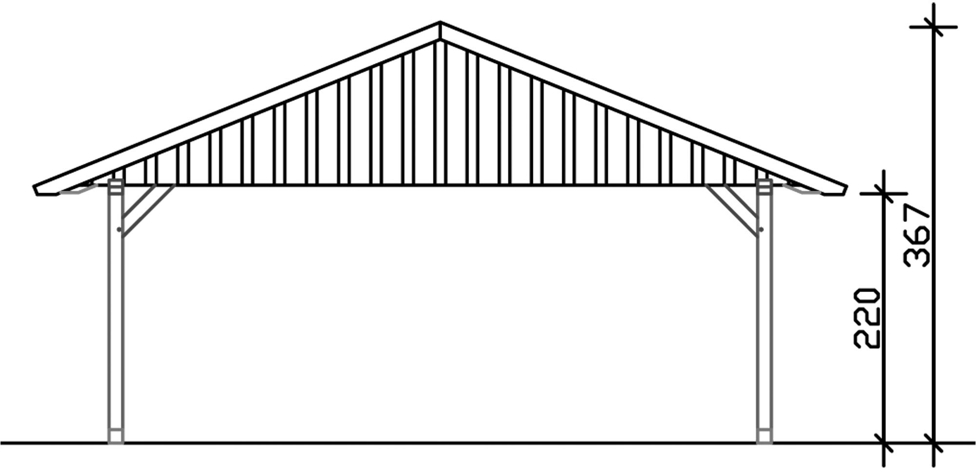 Skanholz Doppelcarport »Schwarzwald«, KVH-Fichte, 560 cm, Eiche hell, mit Dachschalung