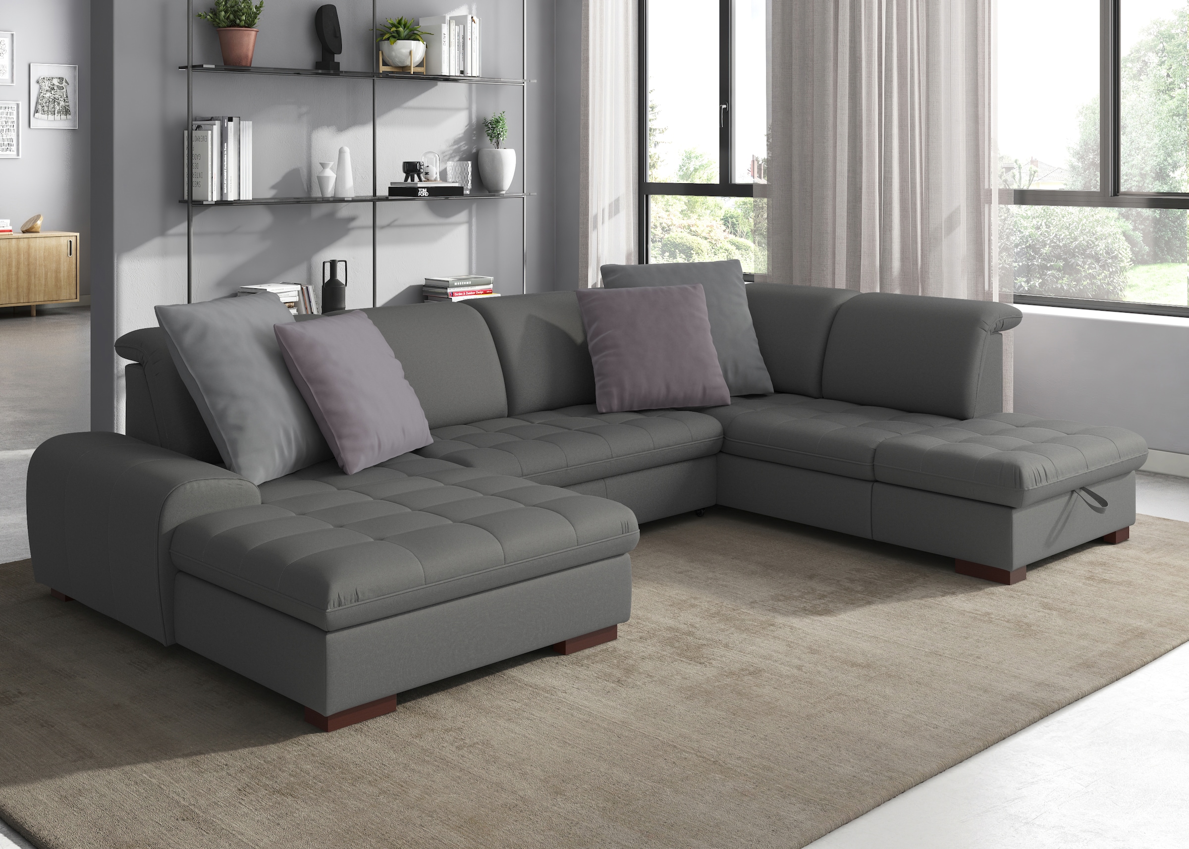 sit&more Wohnlandschaft »Luxor U-Form«, wahlweise mit Bettfunktion, Bettkasten und Kopfteilverstellung