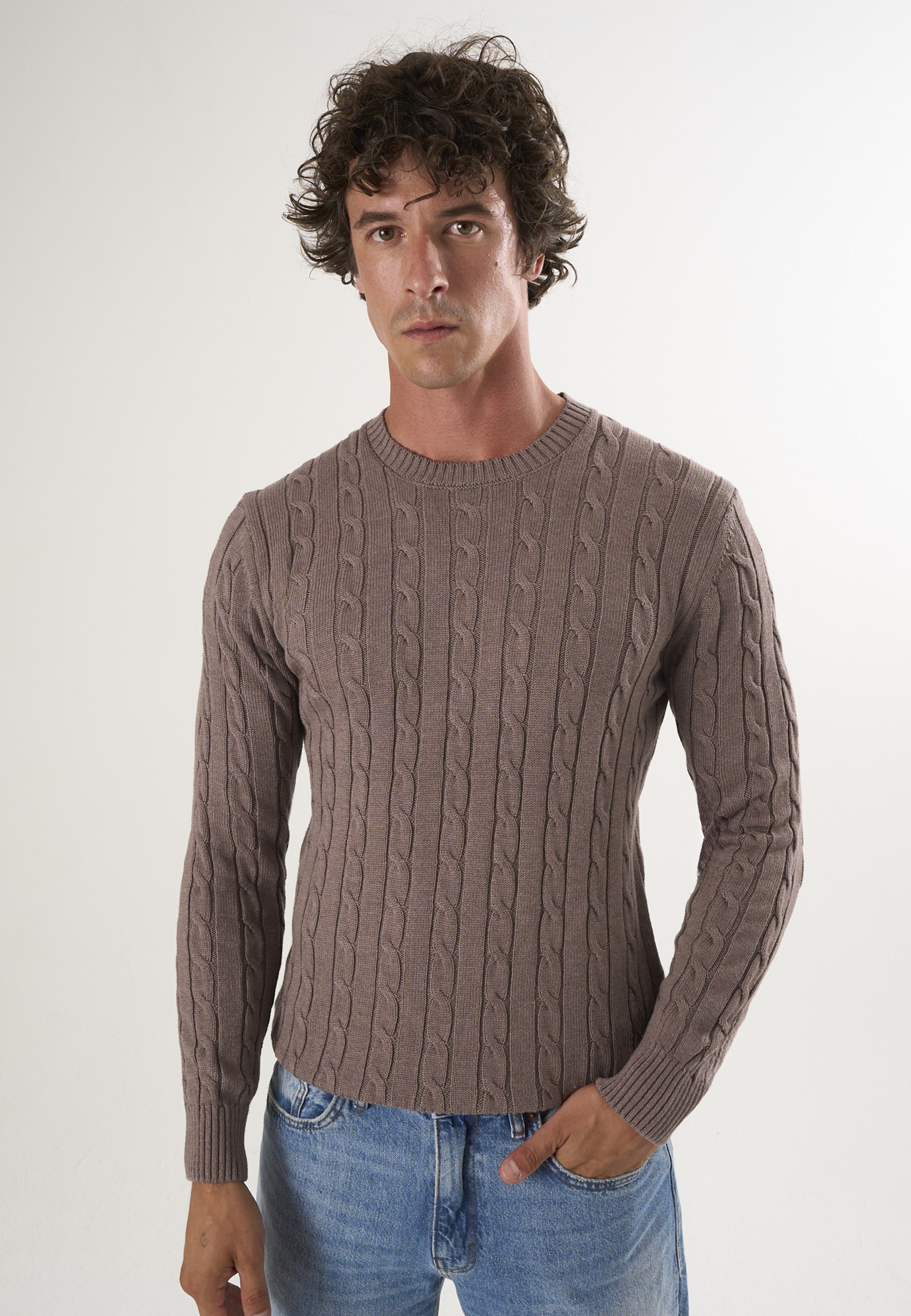 Felix Hardy Rundhalspullover »Pullover mit Rundhalsausschnitt aus Kabelstrick«