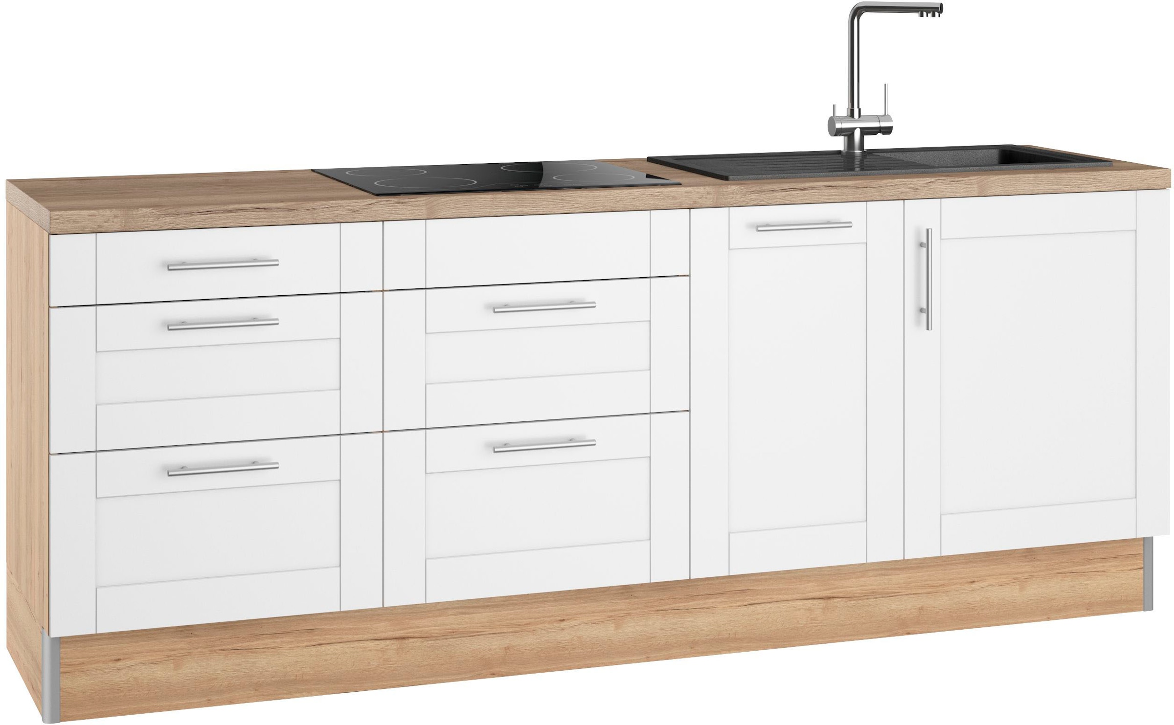 OPTIFIT Küche »Ahus«, Breite 225 cm, wahlw. Mit E-Geräten, Soft Close Funktion, MDF Fronten