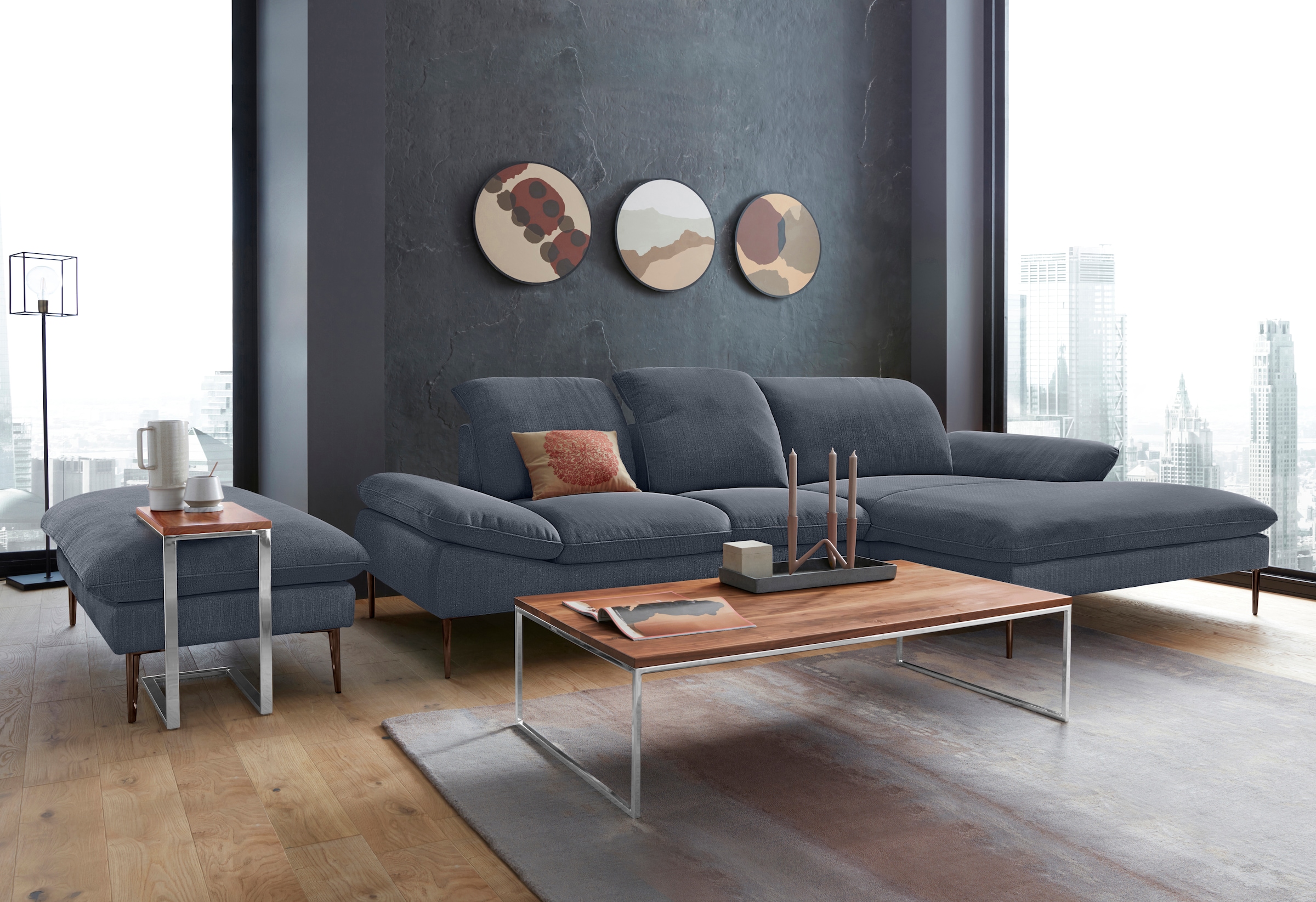 W.SCHILLIG Ecksofa »enjoy&MORE, Designsofa, bequem, zeitlos und elegant, L-Form«, Sitztiefenverstellung, Füße bronze pulverbeschichtet, Breite 310 cm