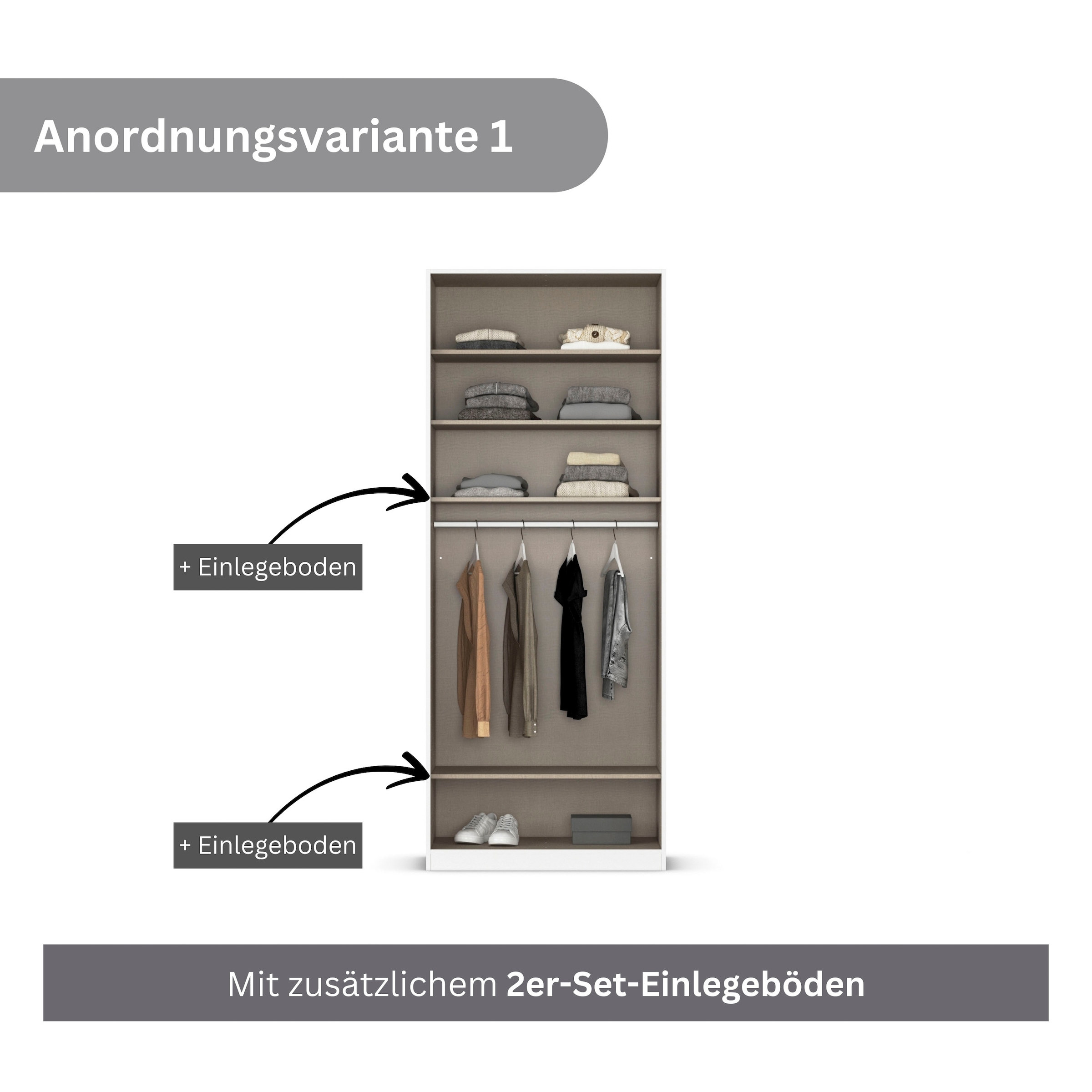 rauch Drehtürenschrank »Kleiderschrank Schrank Garderobe AGORDO TOPSELLER Schlafzimmer«, (in zwei Griff-Farben mit Dekor- oder Hochglanzfront), durchdachte Innenausstattung, in 6 Breiten und 2 Höhen MADE IN GERMANY