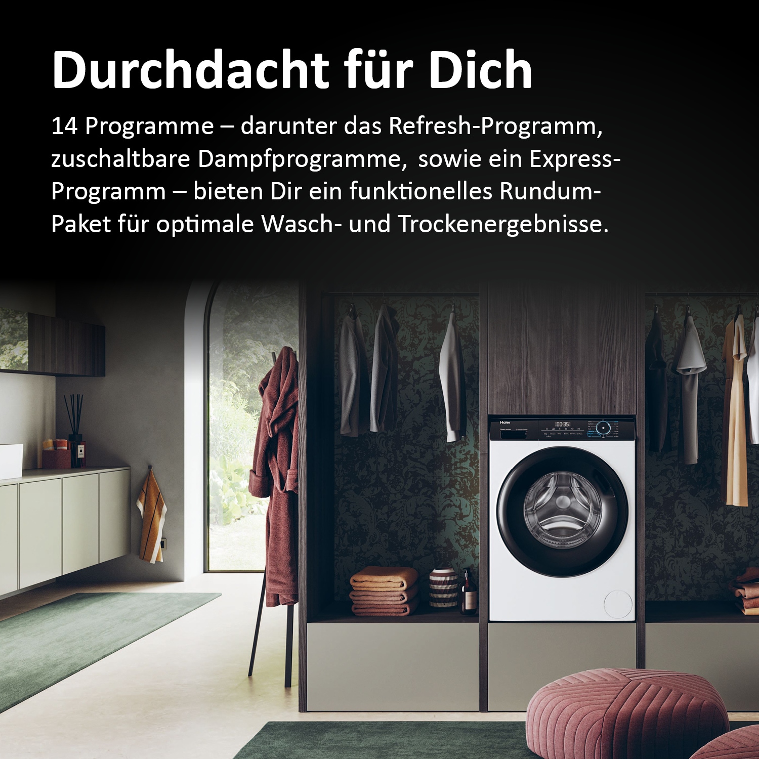 Haier Waschtrockner »HWD80-B14939«, I-PRO SERIE 3, Refresh Dampf-Funktion