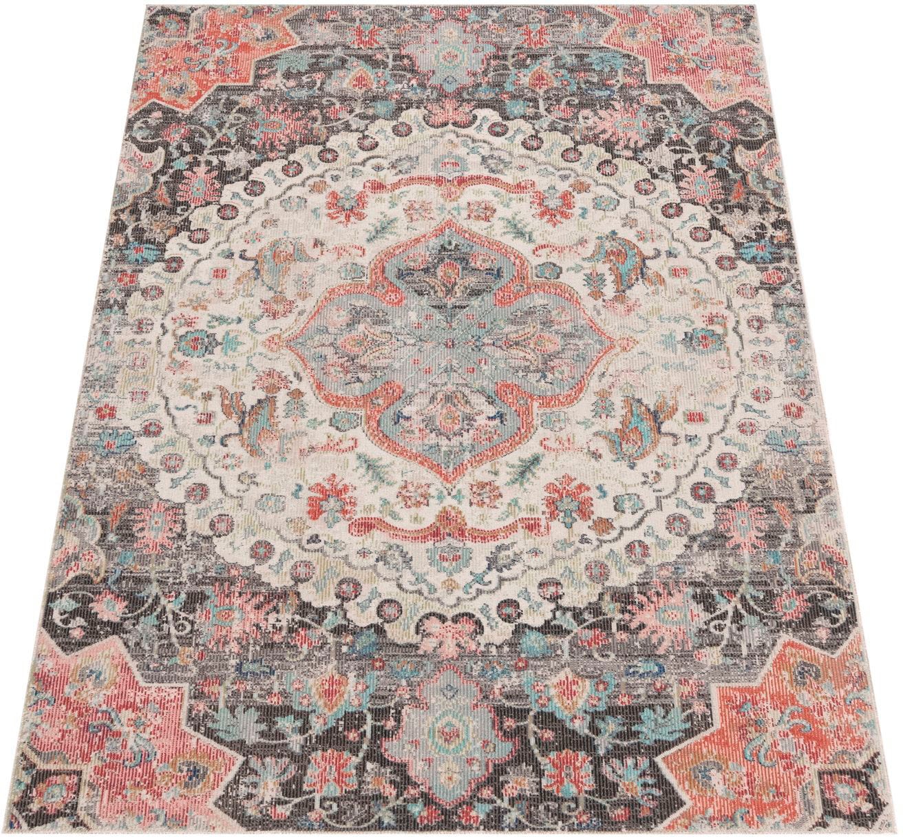 Paco Home Teppich »Torres 271«, rechteckig, 8 mm Höhe, Kurzflor, Orient-Optik, Vintage Design, In- und Outdoor geeignet