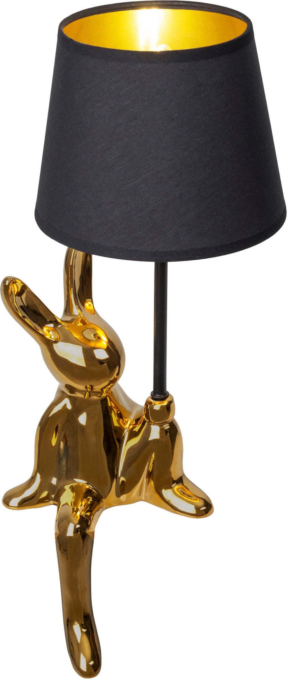 näve Tischleuchte »Helge Hase«, 1 flammig, Leuchtmittel E14 | ohne Leuchtmittel, Osterhase, Keramikfuß, Textilschirm schwarz, Ostern, Tischlampe