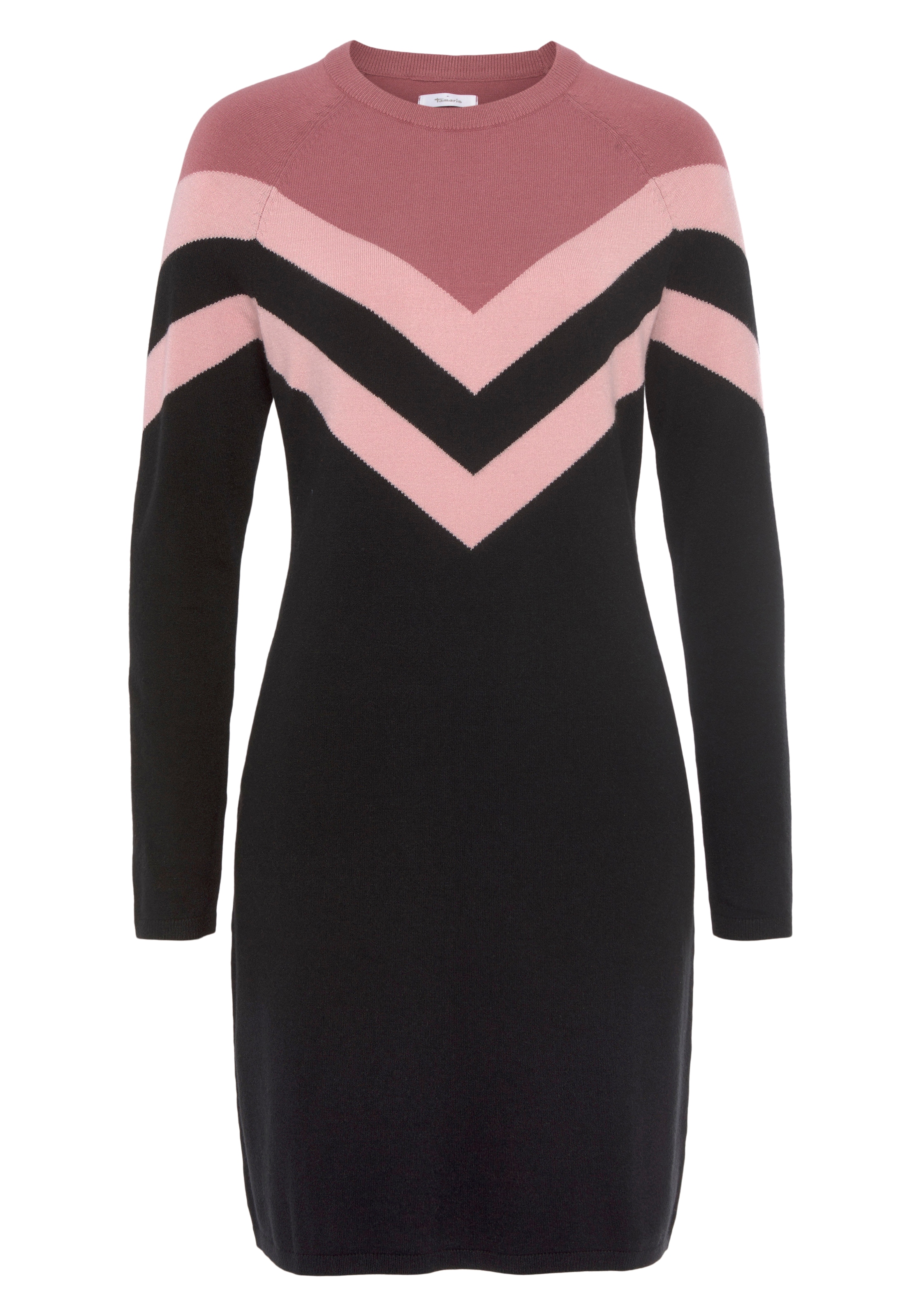 Tamaris Strickkleid, legerer Look, aus Viskosemischung, lange Raglanärmel