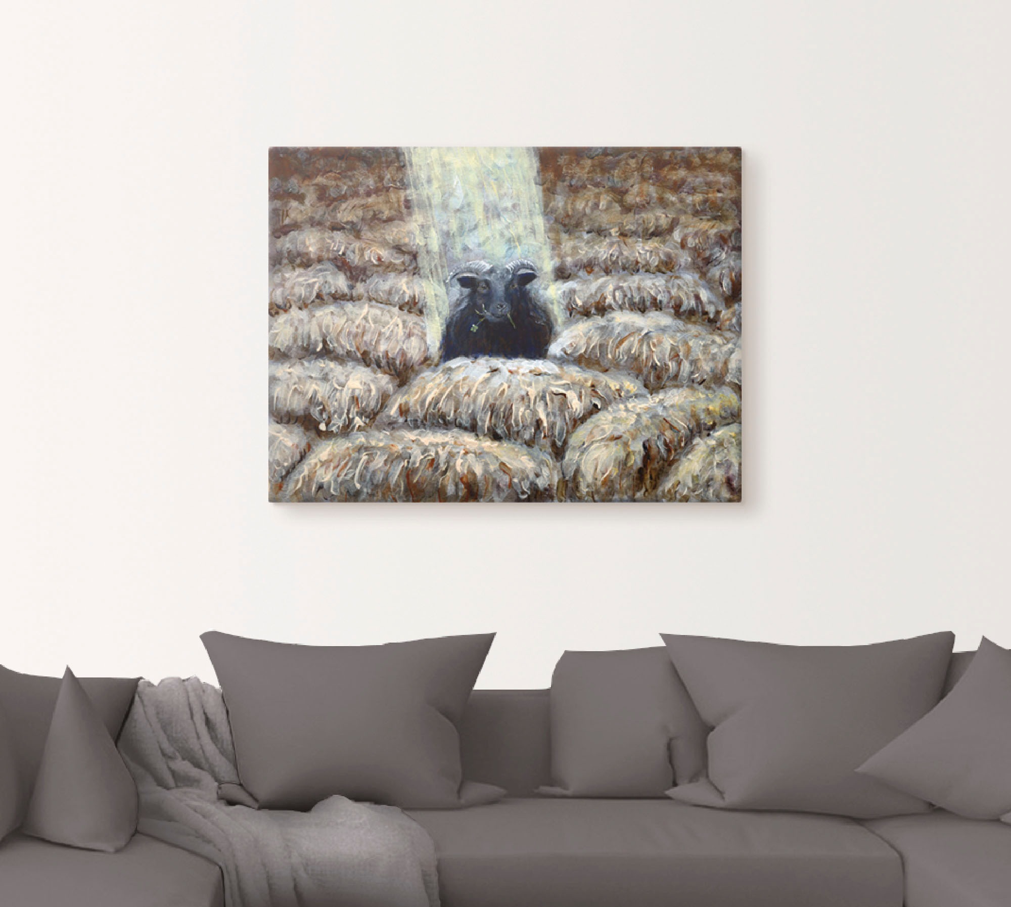 Artland Wandbild »Schwarzes Schaf« Haustiere 1 Stk. tlg. als Leinwandbild i günstig online kaufen
