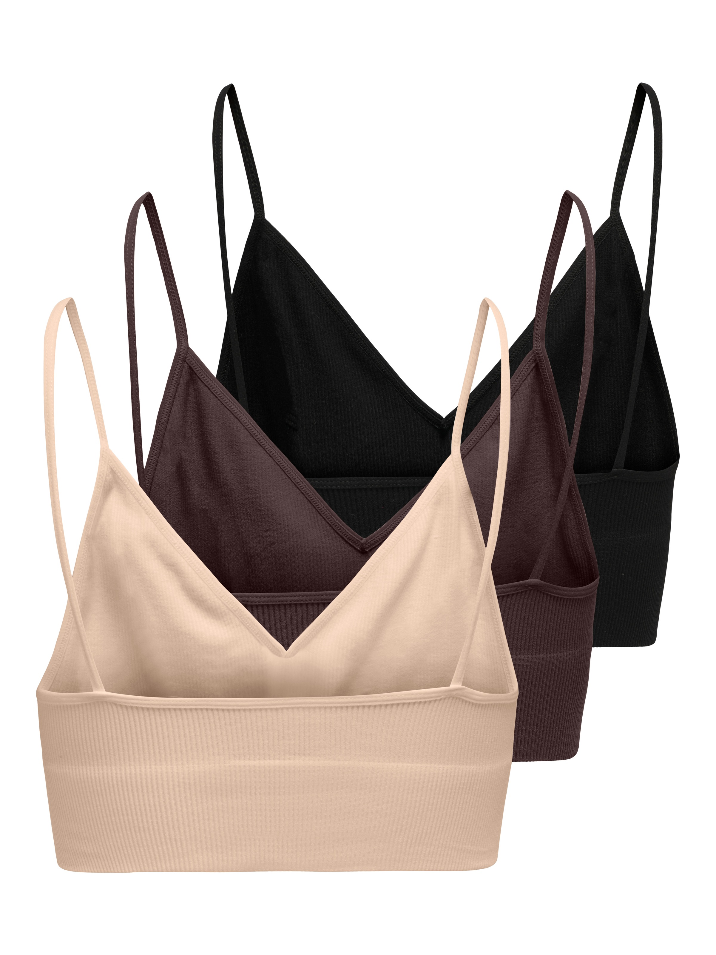 ONLY Bustier »ONLVICKY RIB S-L V-NECK 3-PACK TOP NOOS«