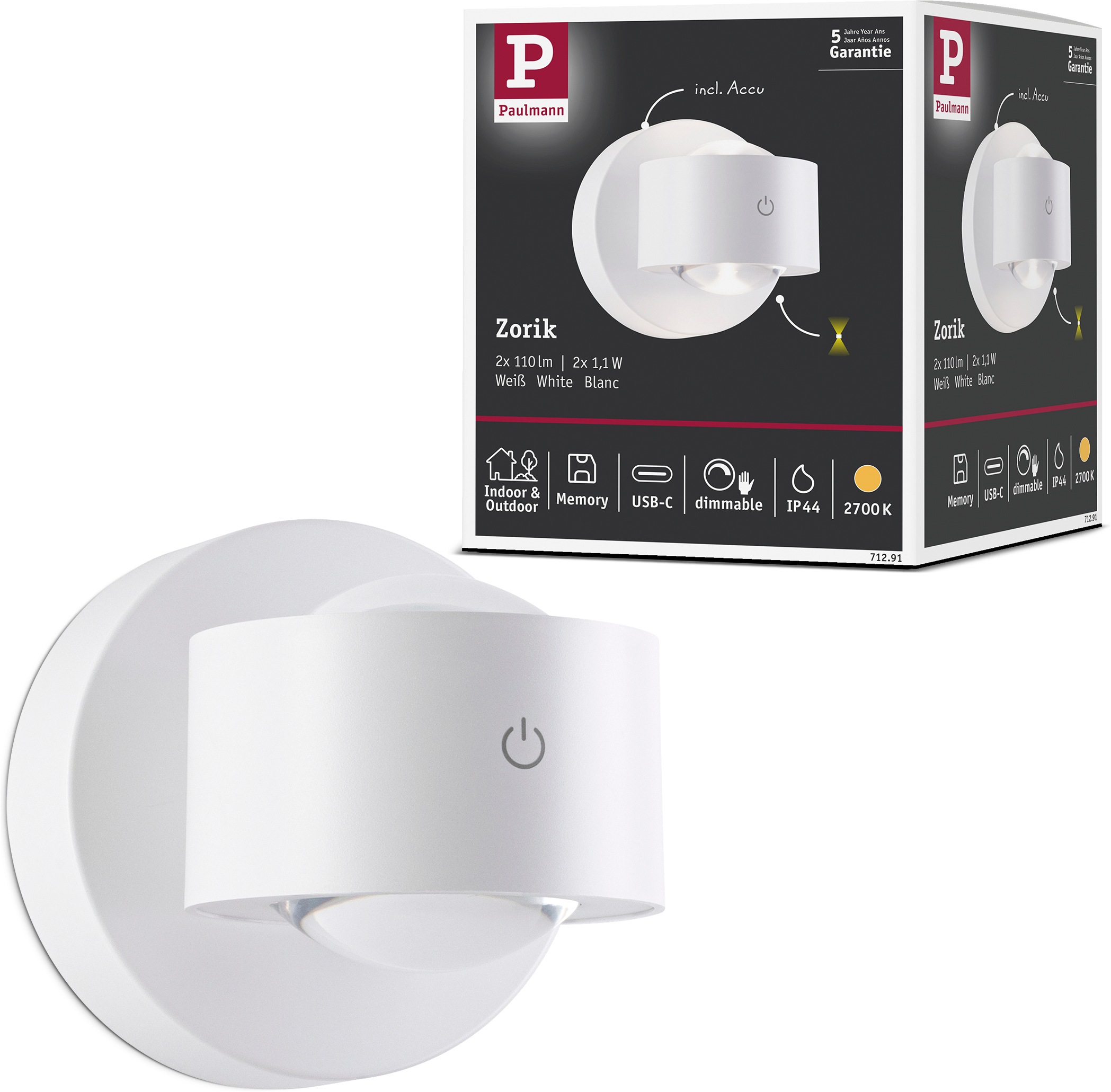 Paulmann LED Wandleuchte »Zorik dim 2,2W« LED-Modul 2 Stk. Dimmbar