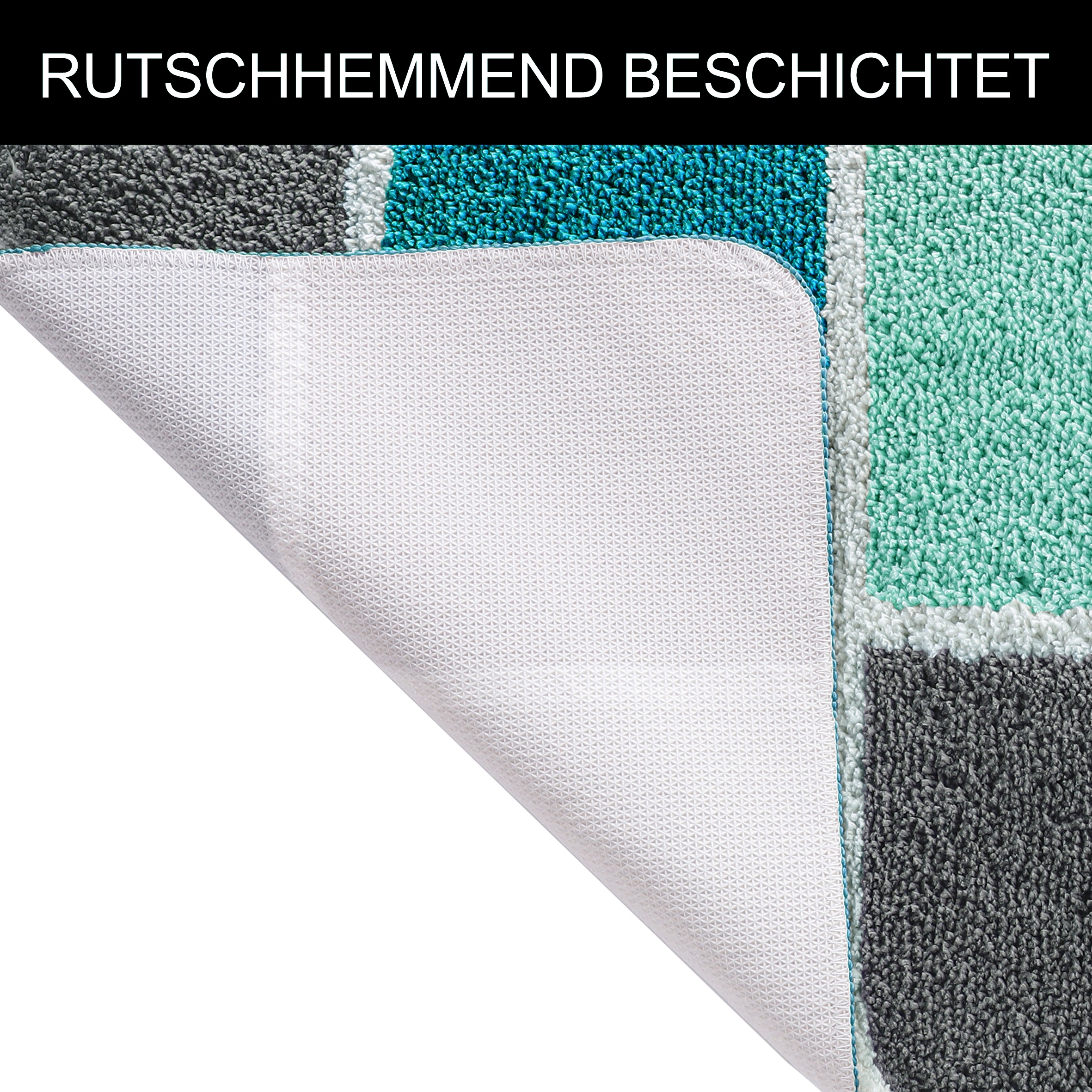 my home Badematte »Anna mit Kachelmuster, Badvorleger, Badezimmer Teppich, Duschvorleger«, rutschhemmend beschichtet, strapazierfähig, Badteppich, Hoch Tief Effekt, Modern, Weich