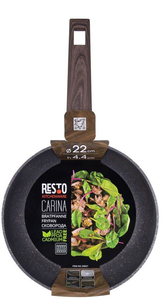 RESTO Kitchenware Bratpfanne »Carina, Universalpfanne mit holzähnlichem Soft-Touch-Griff«, Aluminium, (1 tlg.), mit Marmor-Antihaftbeschichtung, 4-lagig, für alle Herdarten geeignet