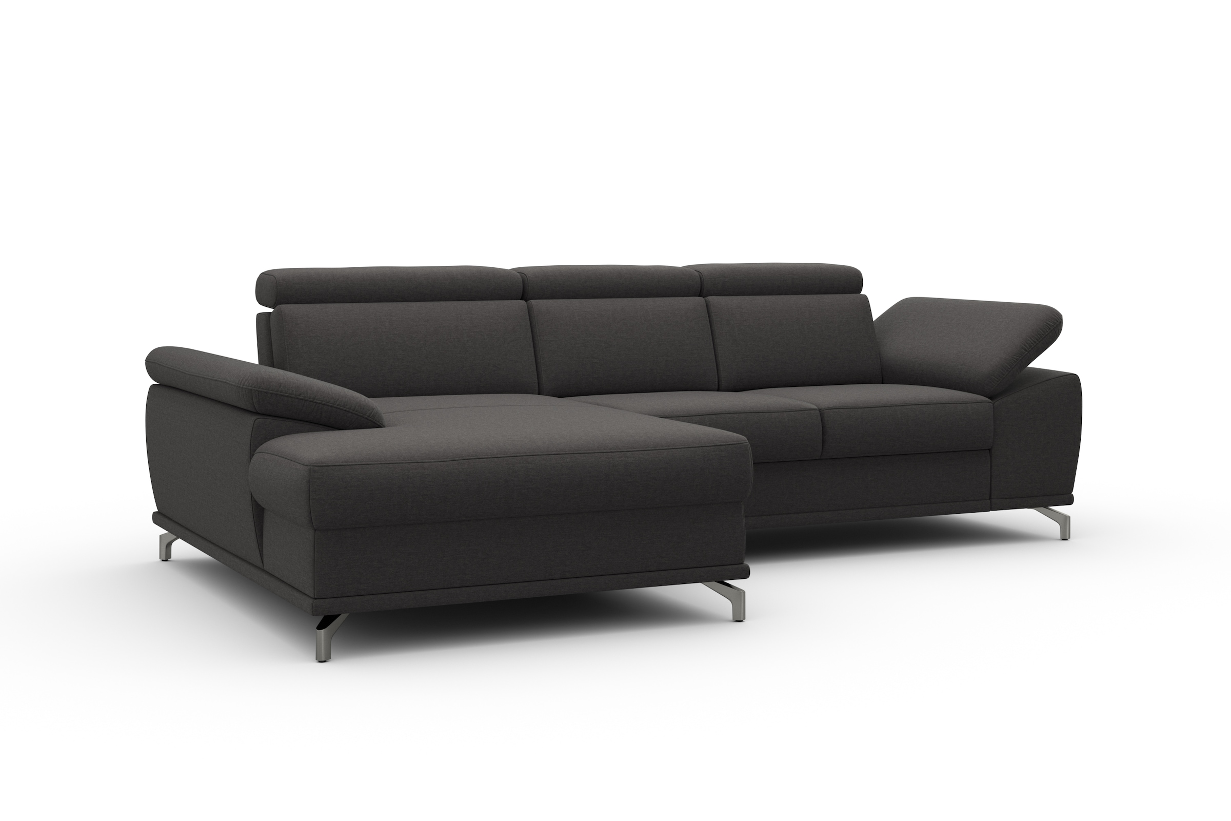 sit&more Ecksofa »Cabrio L-Form, mit Sitztiefenverstellung, Arm- und Kopfteilverstellung«, 2 Nierenkissen, Federkern, optional Bettfunktion und Stauraum