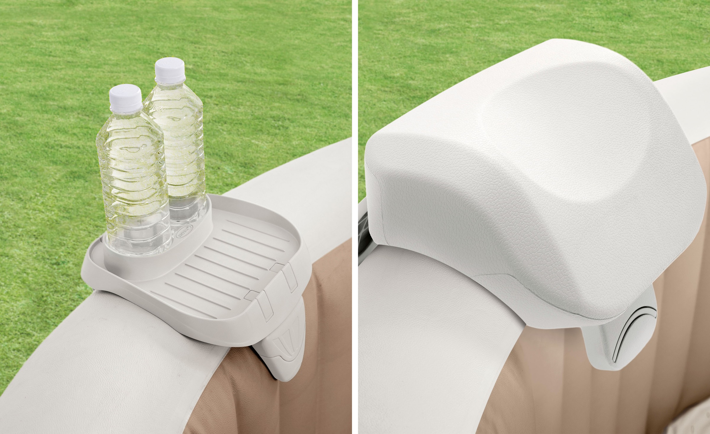 Intex Ablagetisch »PureSPA Whirlpool Wellnessset: 1 Getränkehalter & 2 Premiumkopfstützen«, 3-teiliges Set: 1 Getränkehalter und 2 Kopfstützen