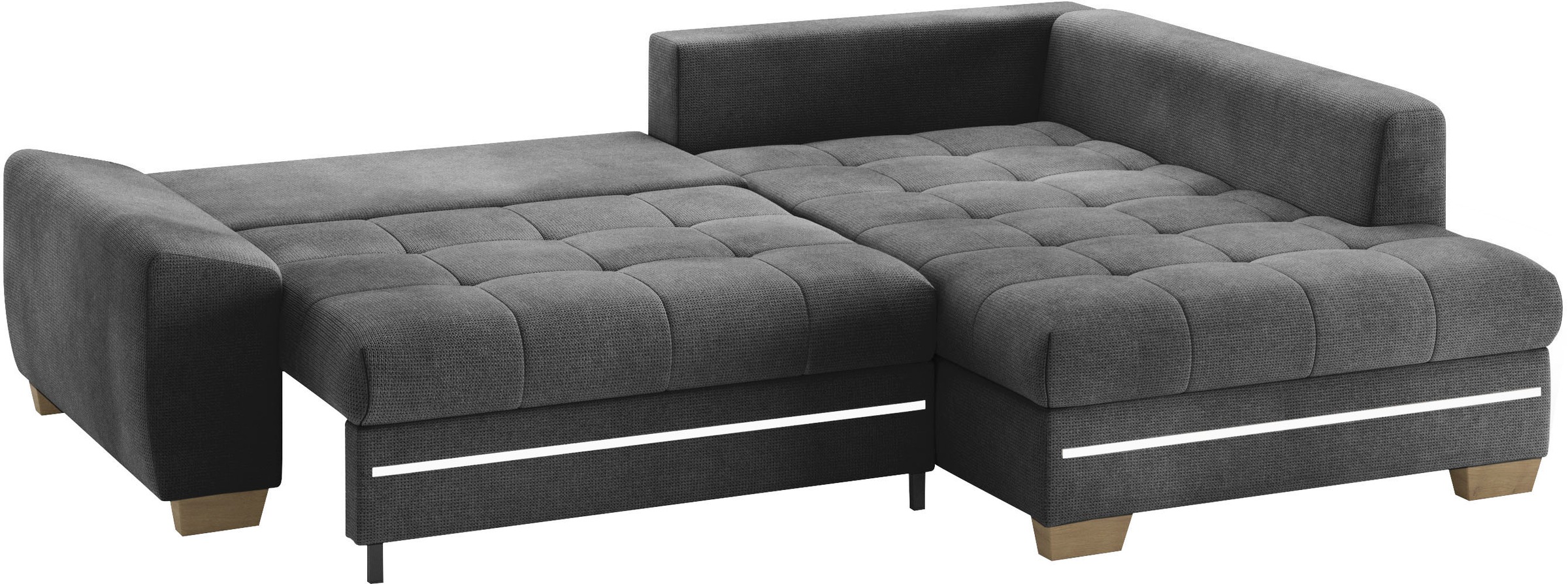 Mr. Couch Ecksofa »Nikita II, L-Form«, mit Kaltschaum, RGB-LED Beleuchtung, wahlweise mit Bett, Bettkasten