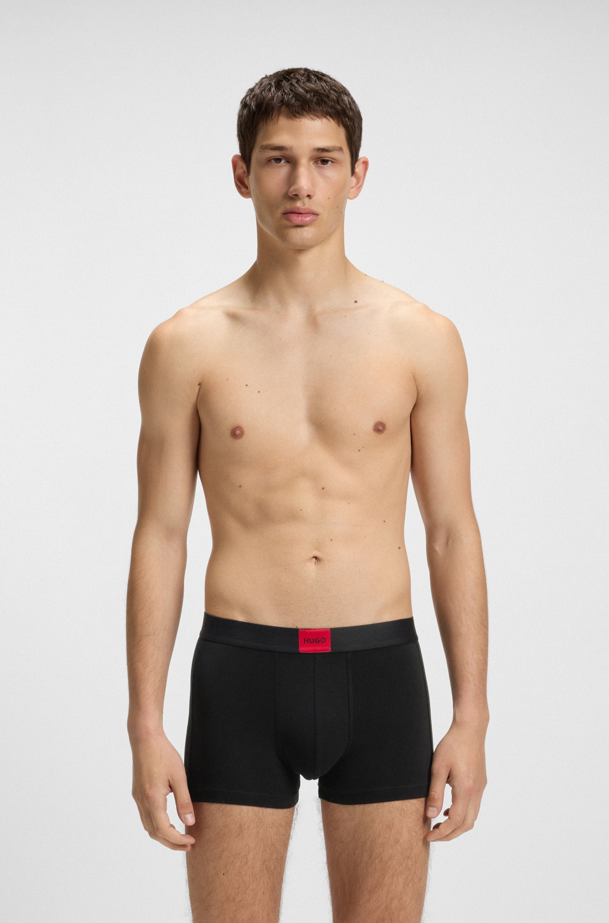 HUGO Underwear Trunk, (Set, 3 St.), mit kontrastfarbenen Logobadge