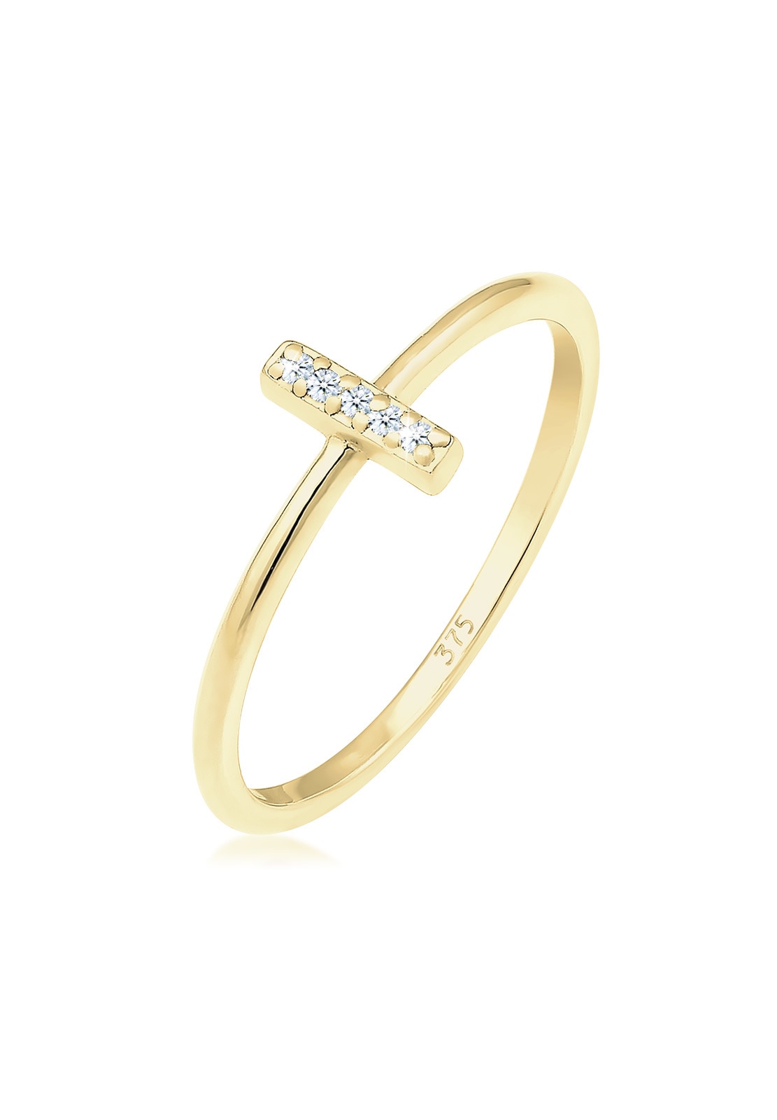 Diamantring »Kreuz Symbol Geo Diamant (0.025 ct.) 375 Gelbgold«