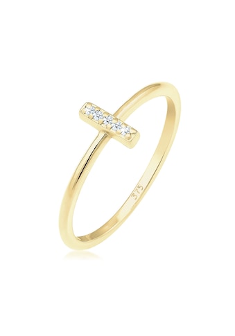 Elli DIAMONDS Diamantring »Kreuz Symbol Geo Diamant (0.025 ct.) 375 Gelbgold« kaufen
