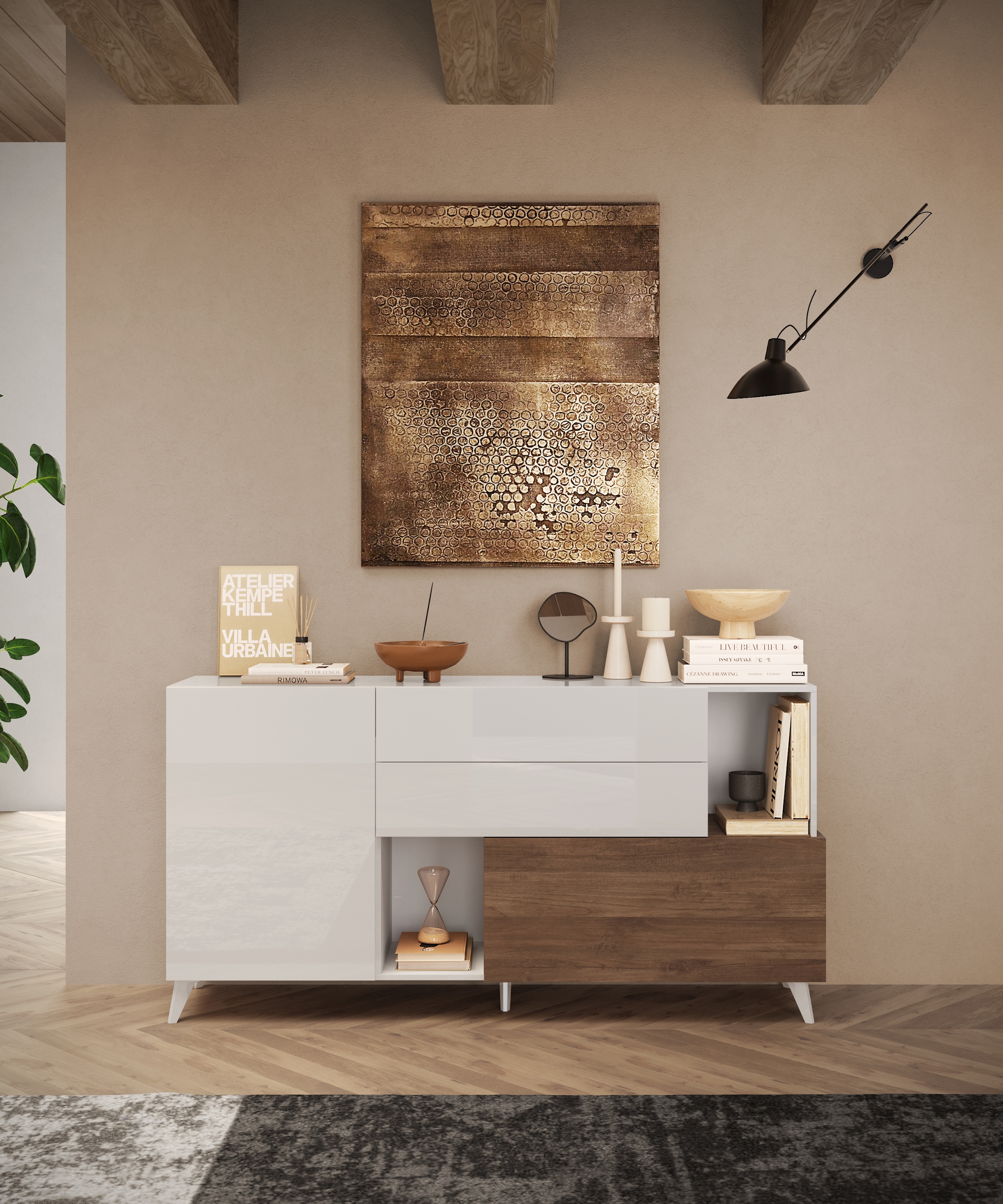 INOSIGN Sideboard »Monaco Breite 181 cm, Anrichte mit 1 Tür, 1 Klappe u. 2 Schubkästen«, Kommode, Soft/Self Closing
