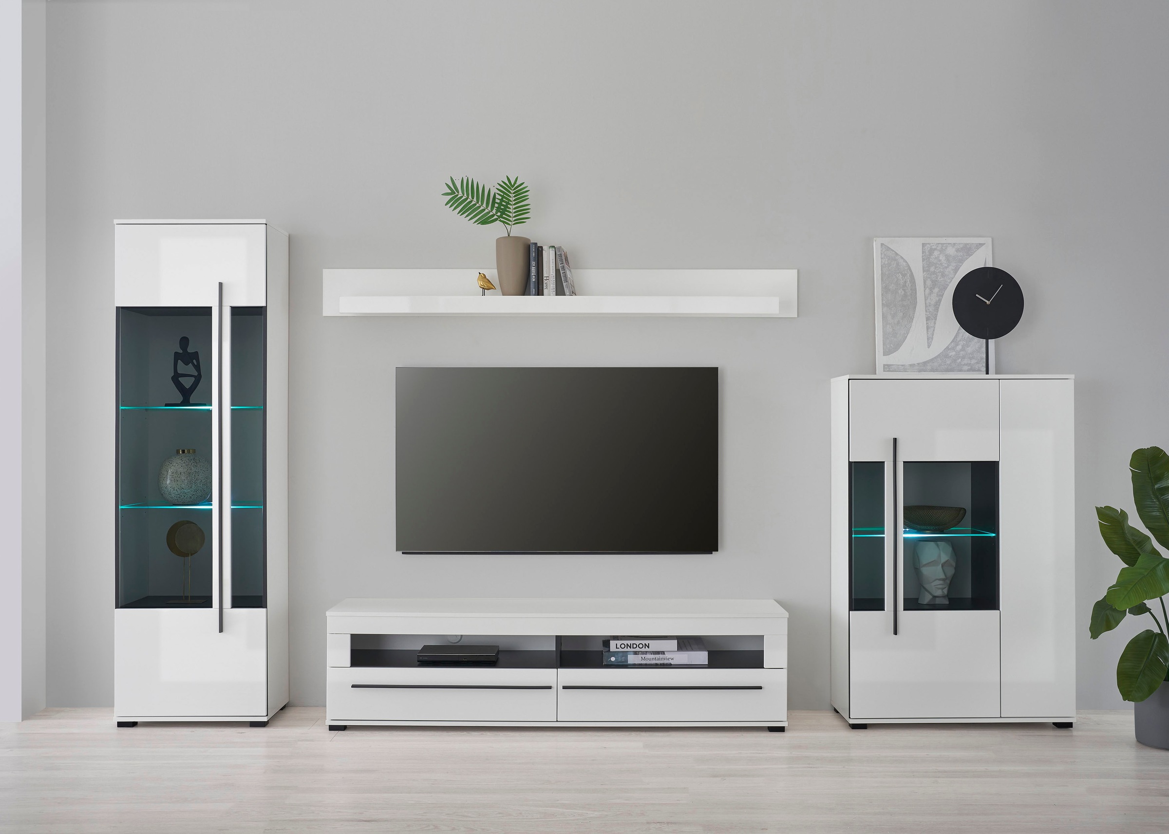 INOSIGN Wohnwand »Cantara, moderne Anbauwand, Wohnzimmer-Set, in Eiche Evok günstig online kaufen