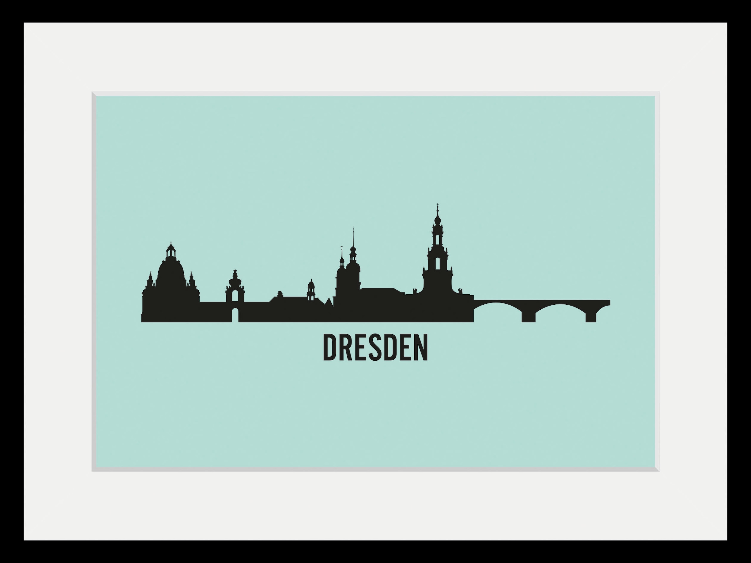 queence Bild »Dresden Skyline«, Städte-Stadt-Deutschland-Gebäude-Dresden, (1 St.), HD Premium Poster-Druck inkl. Holzrahmen