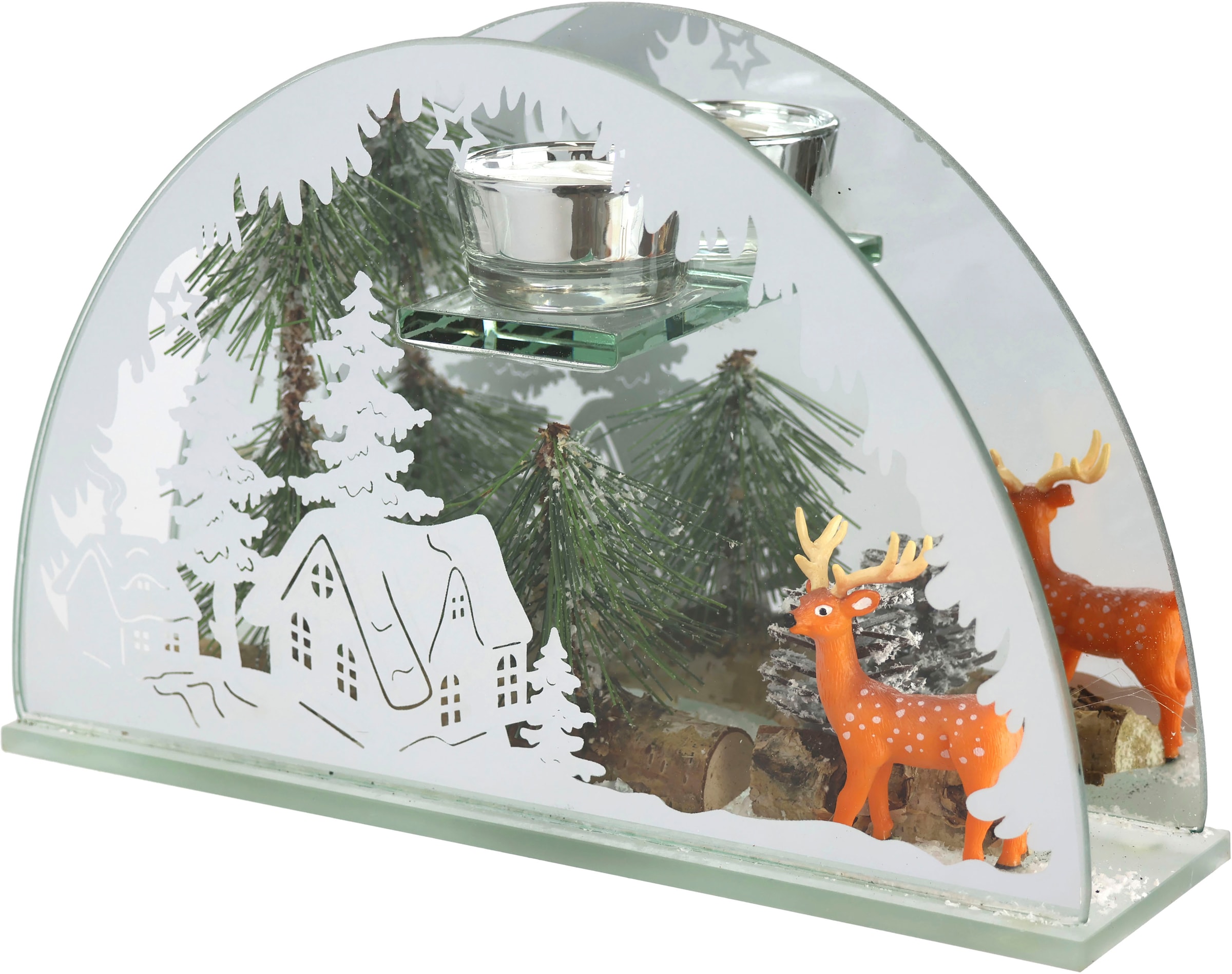 Teelichthalter »Weihnachtsdeko, Kerzenhalter, Deko-Objekt«, (1 St.), aus Spiegelglas,...