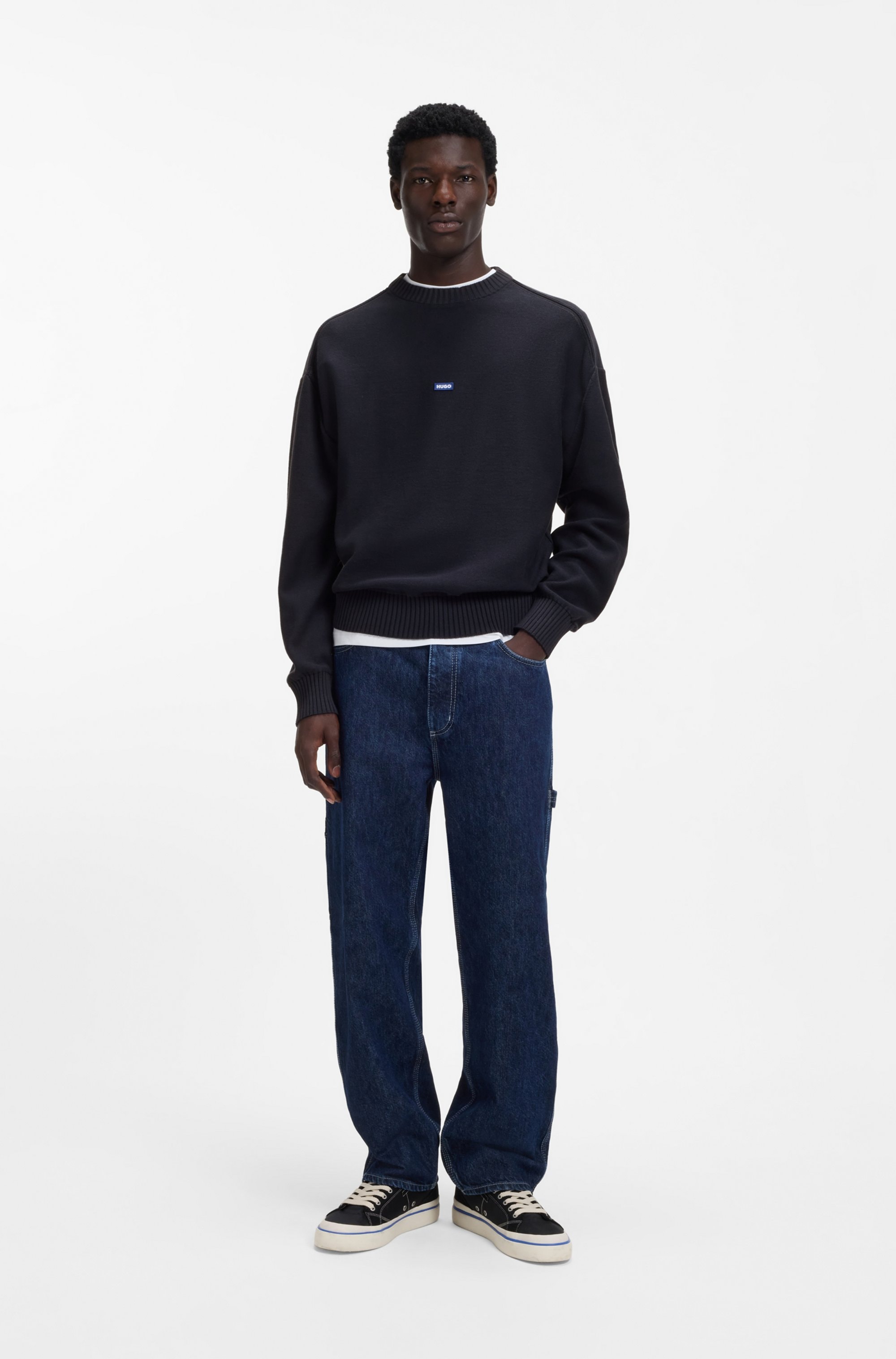 HUGO Blue Strickpullover Relaxed Fit, Rundhalsausschnitt, softe Strickqualität