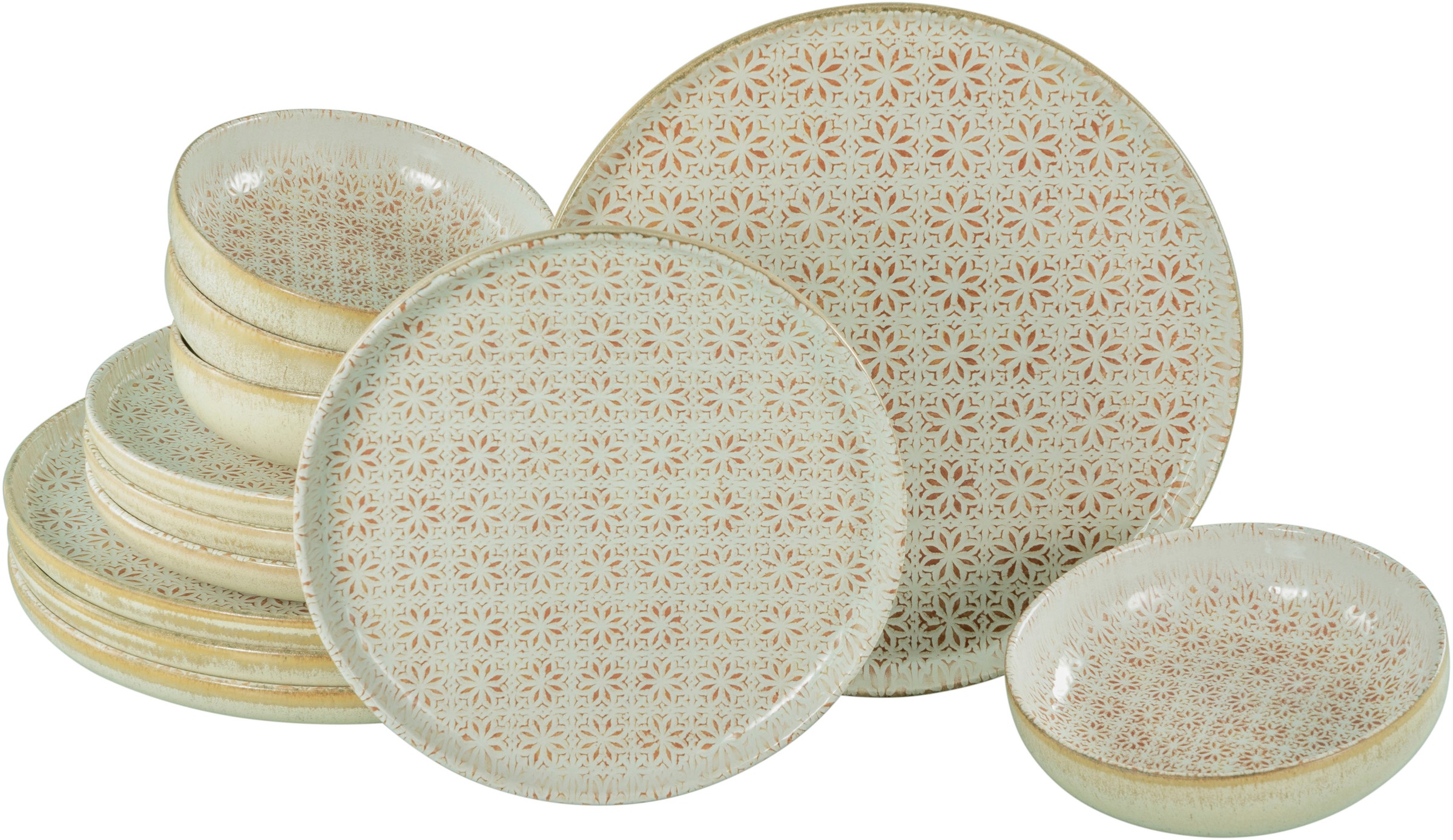 CreaTable Teller-Set »Uno Emiliana, Tellerset 12-tlg« Shabby Look, Vintage günstig online kaufen